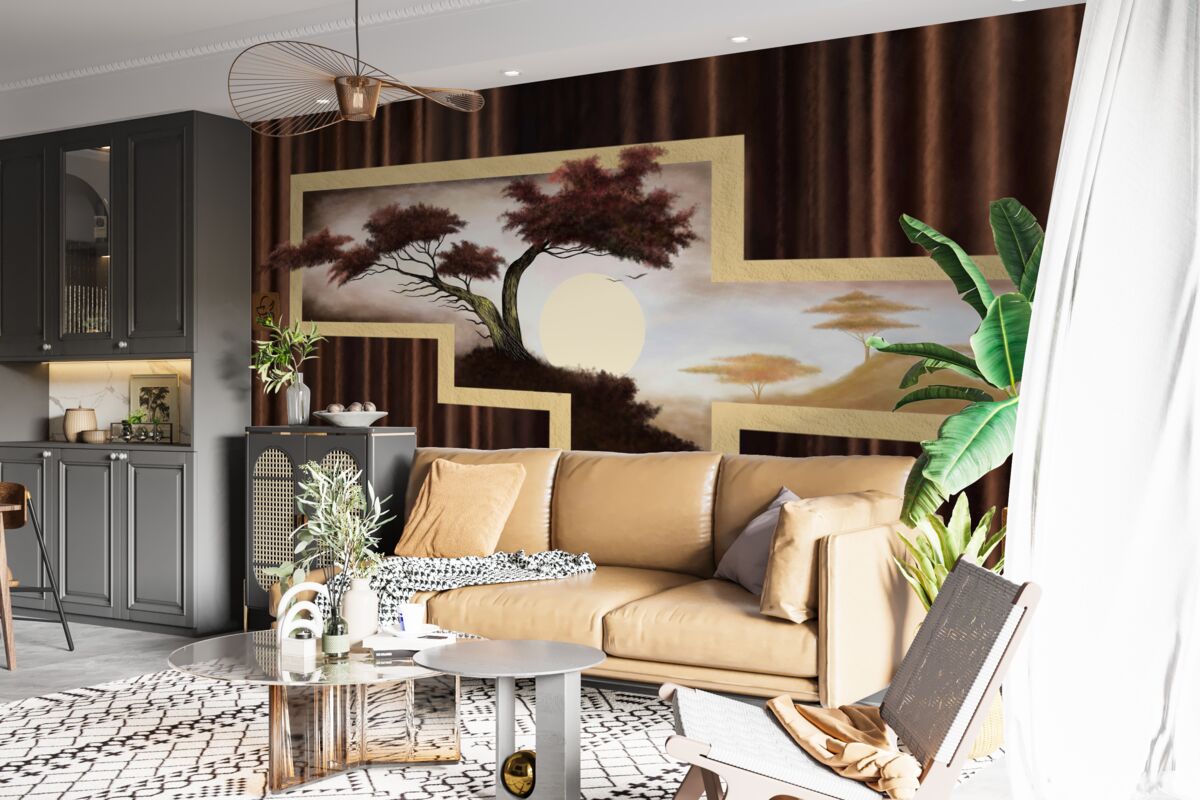 Fototapeta wschód słońca nad starym bonsai