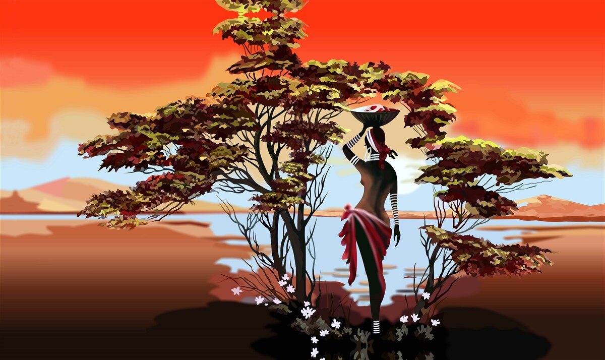 Fototapeta pani w oazie w afryce