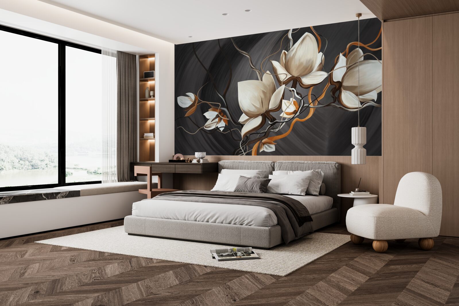 Fototapeta otwieranie śnieżnobiałej magnolii