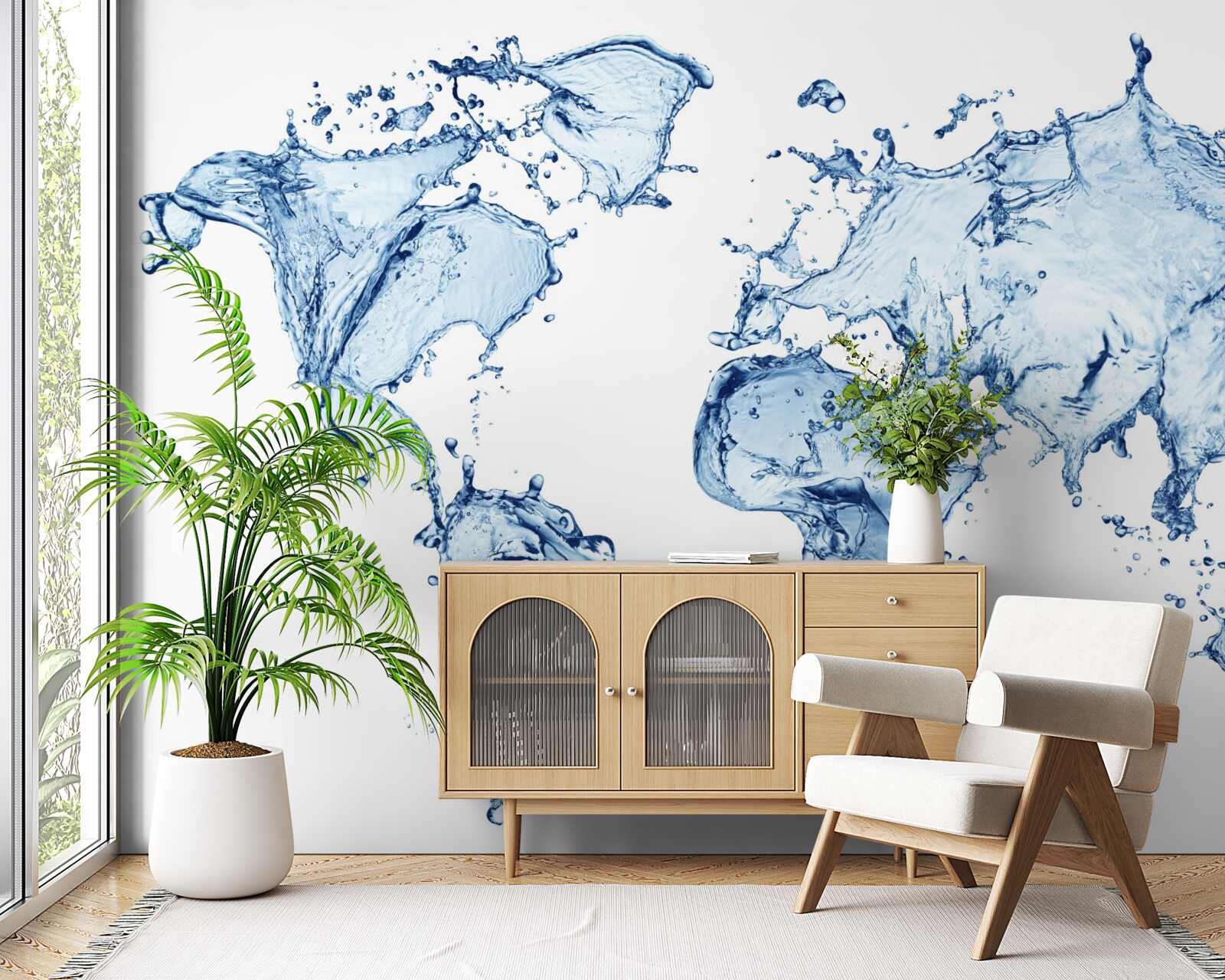 Fototapeta atlas świata uformowany z wody