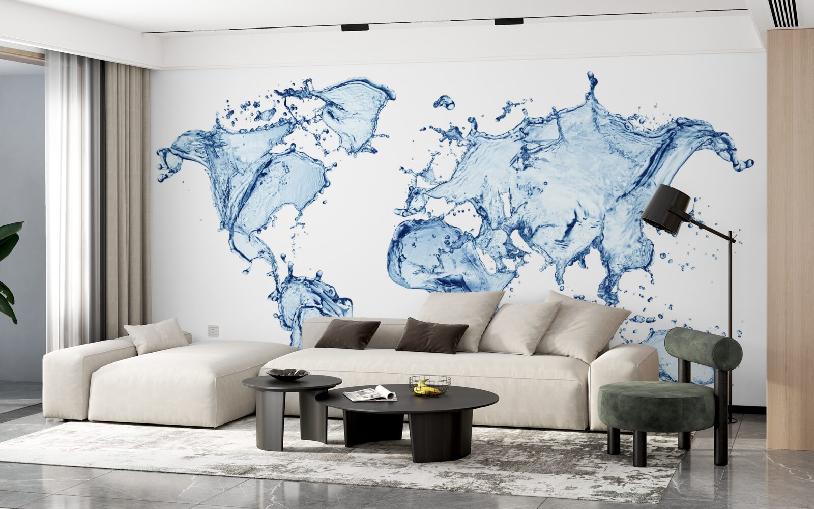 Fototapeta atlas świata uformowany z wody
