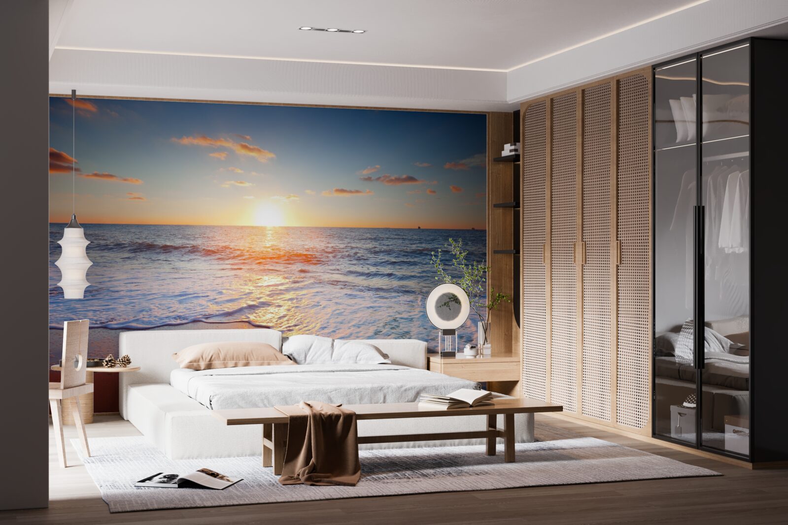 Fototapeta zachód słońca znikający w falach