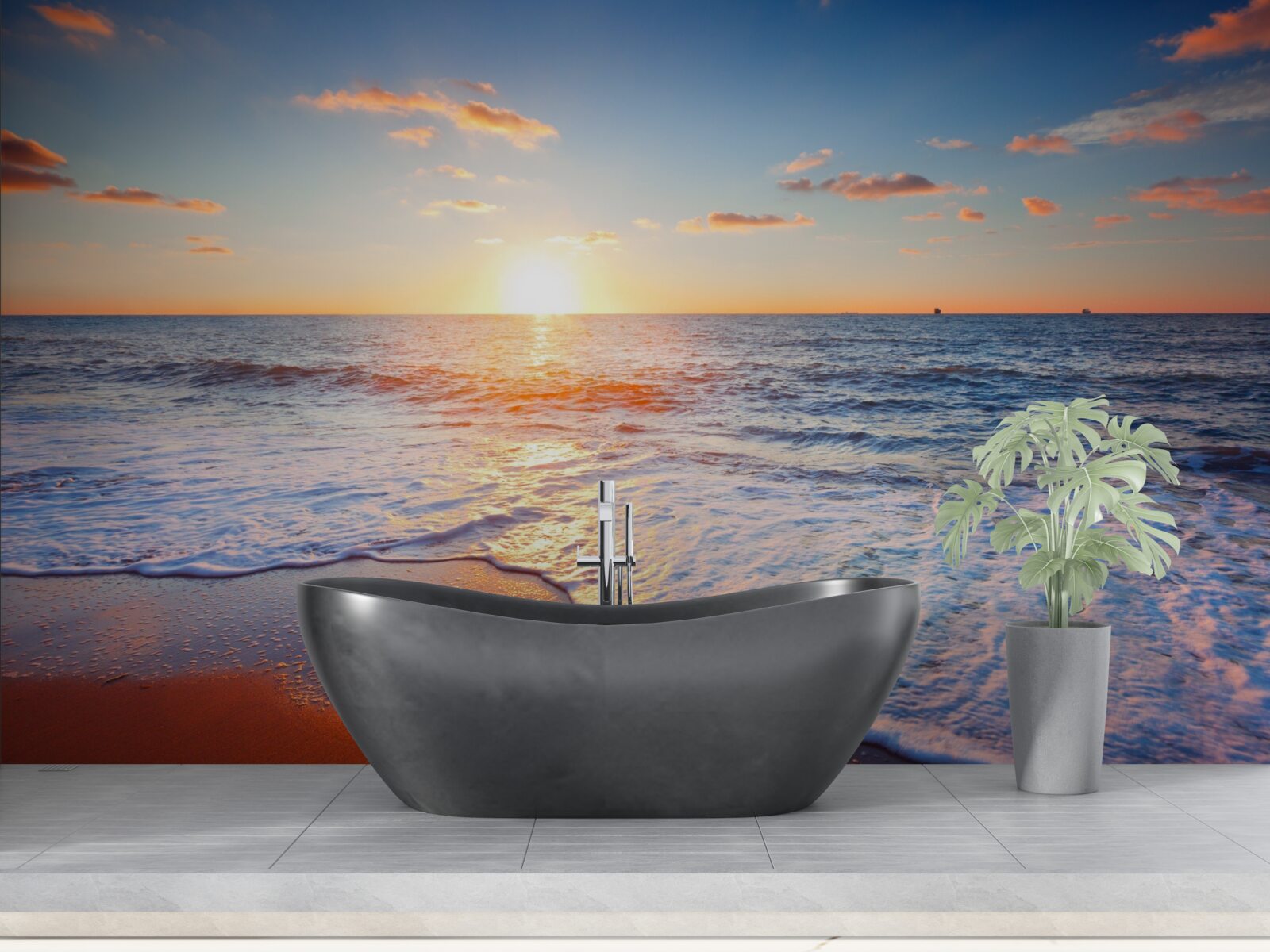 Fototapeta zachód słońca znikający w falach