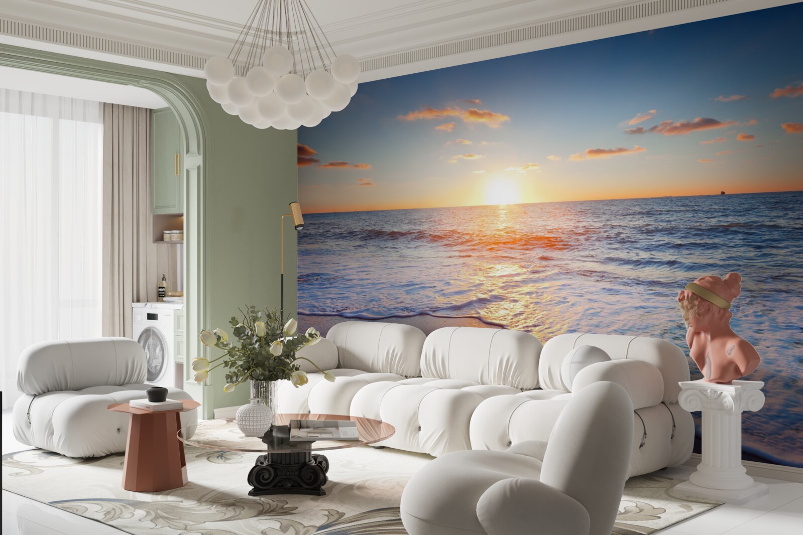 Fototapeta zachód słońca znikający w falach