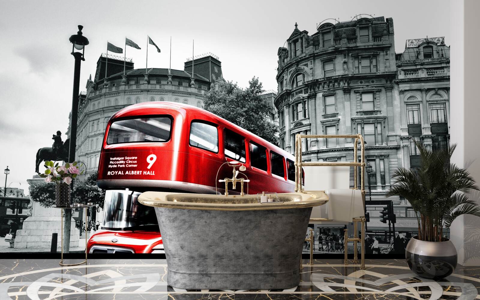 Fototapeta autobus z londynu na ulicy miejskiej