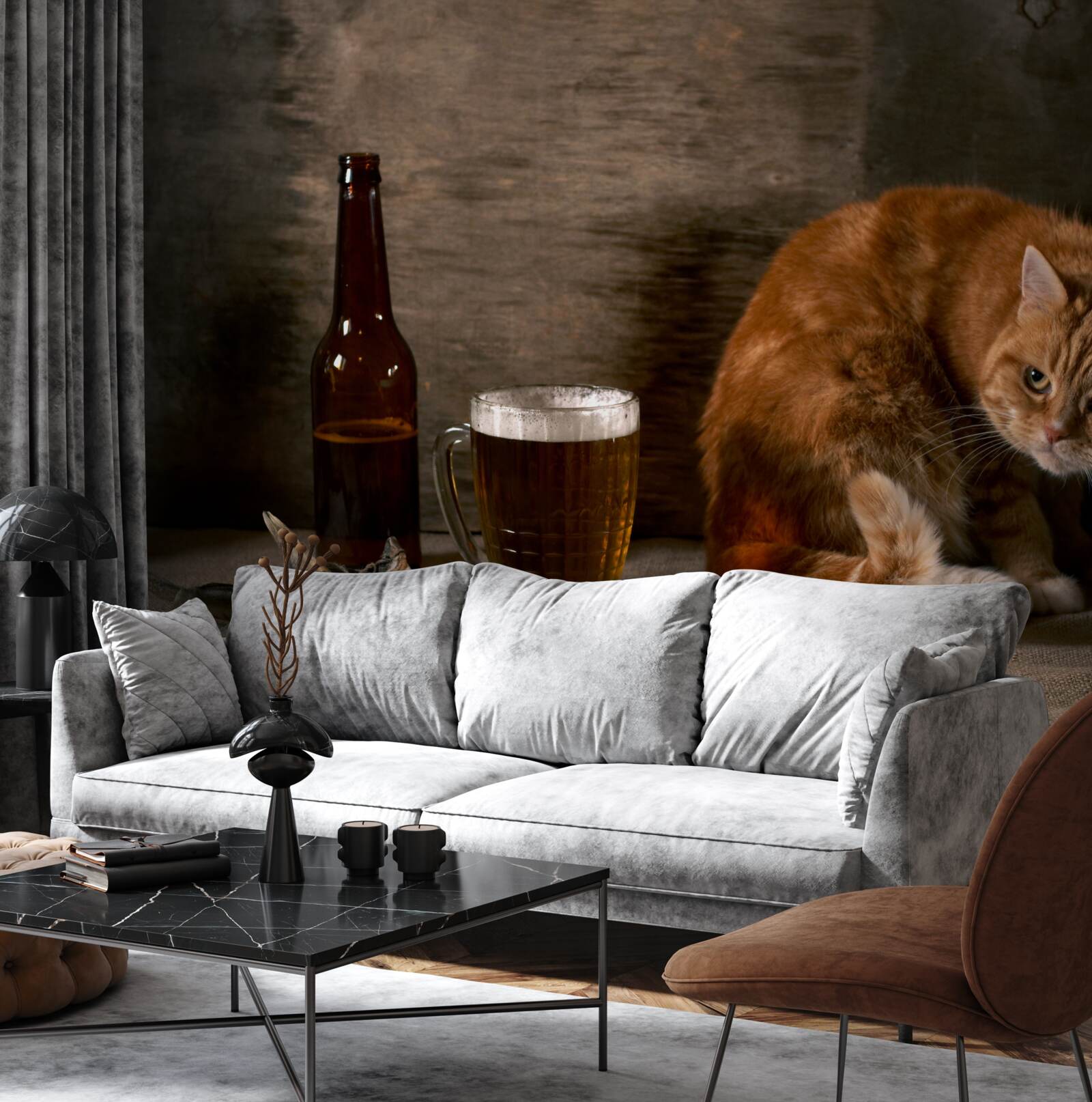 Fototapeta przynęta dla zwierząt domowych i morskich o czerwonym futrze