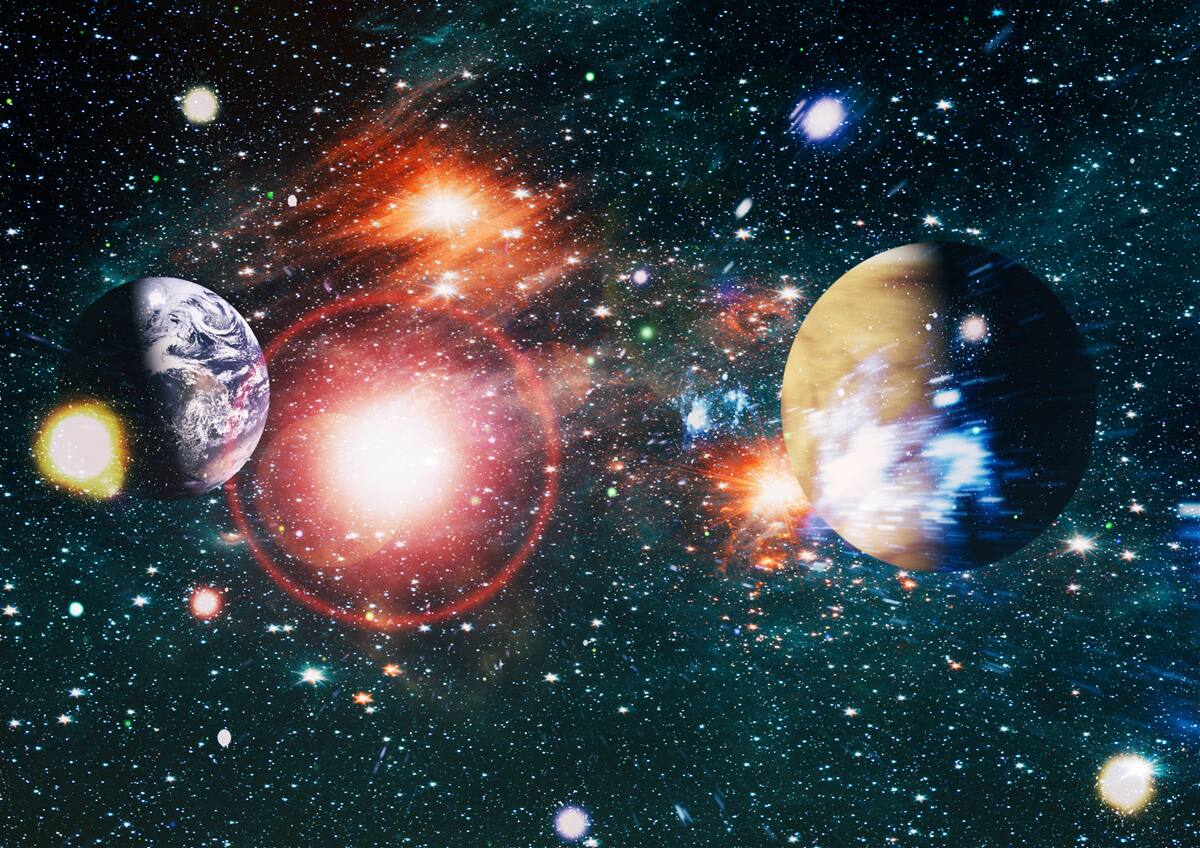 Fototapeta gwiaździste niebo w mglistą noc