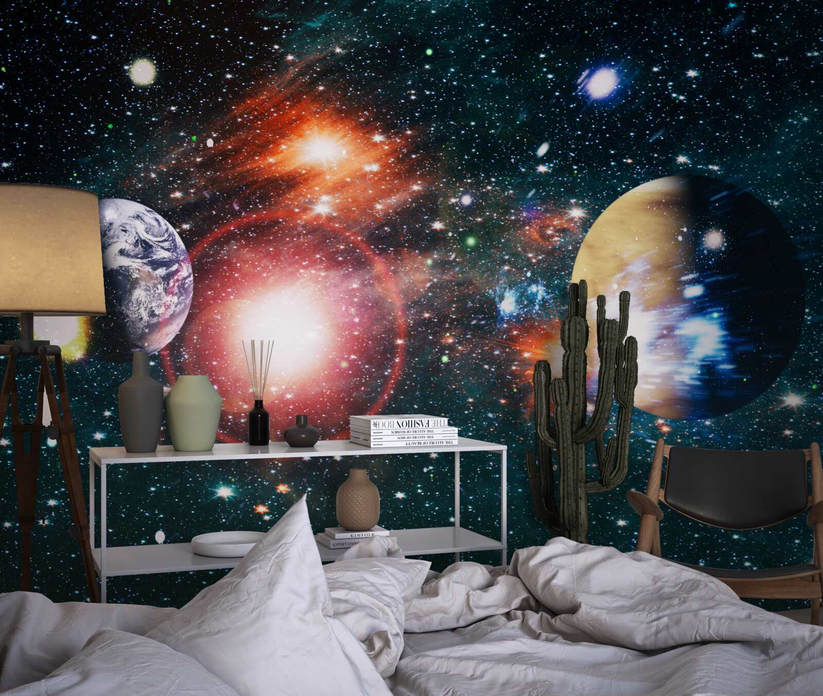 Fototapeta gwiaździste niebo w mglistą noc