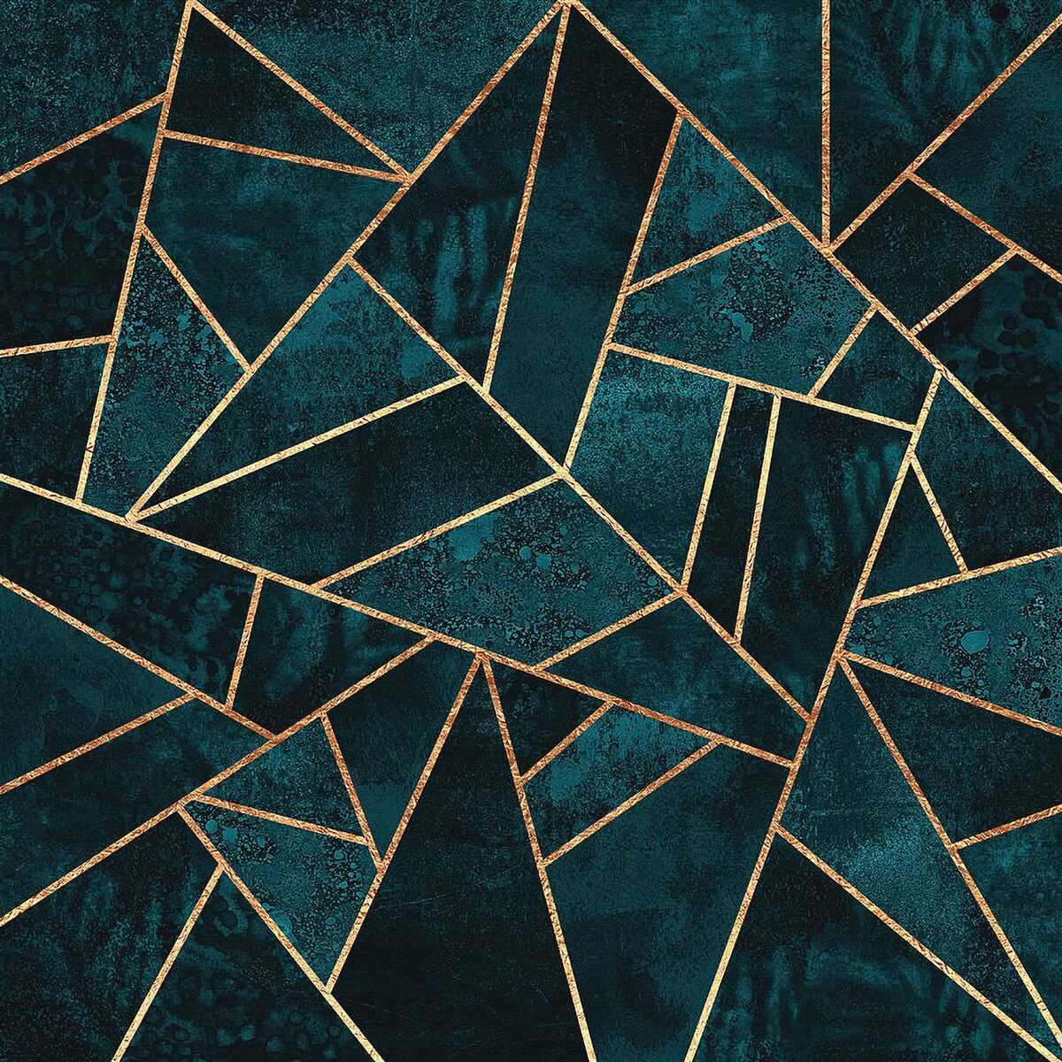 Fototapeta mozaika w szmaragdowo-złotej tonacji