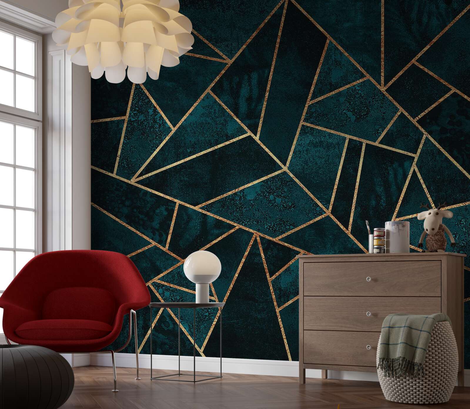 Fototapeta mozaika w szmaragdowo-złotej tonacji