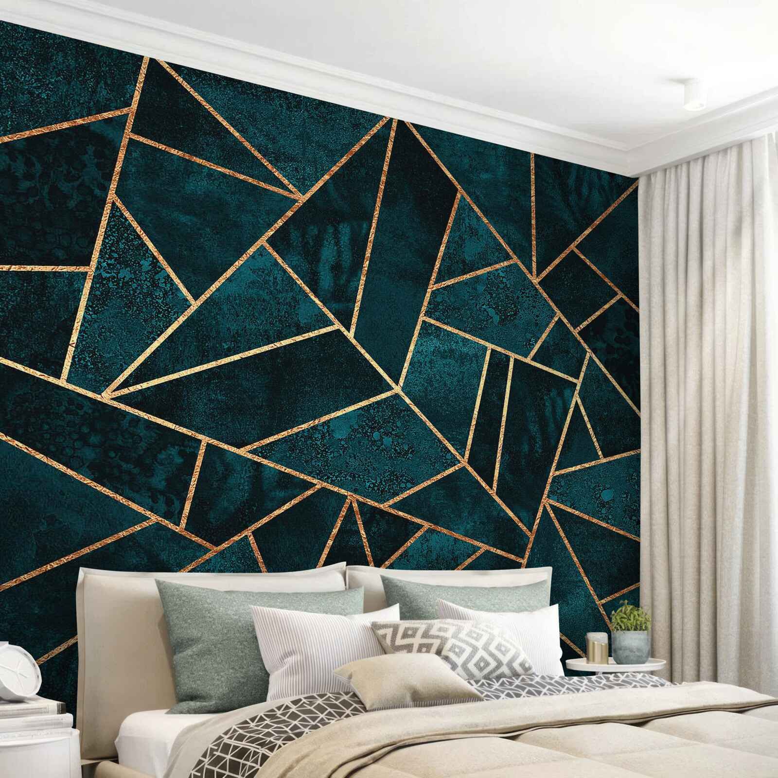 Fototapeta mozaika w szmaragdowo-złotej tonacji