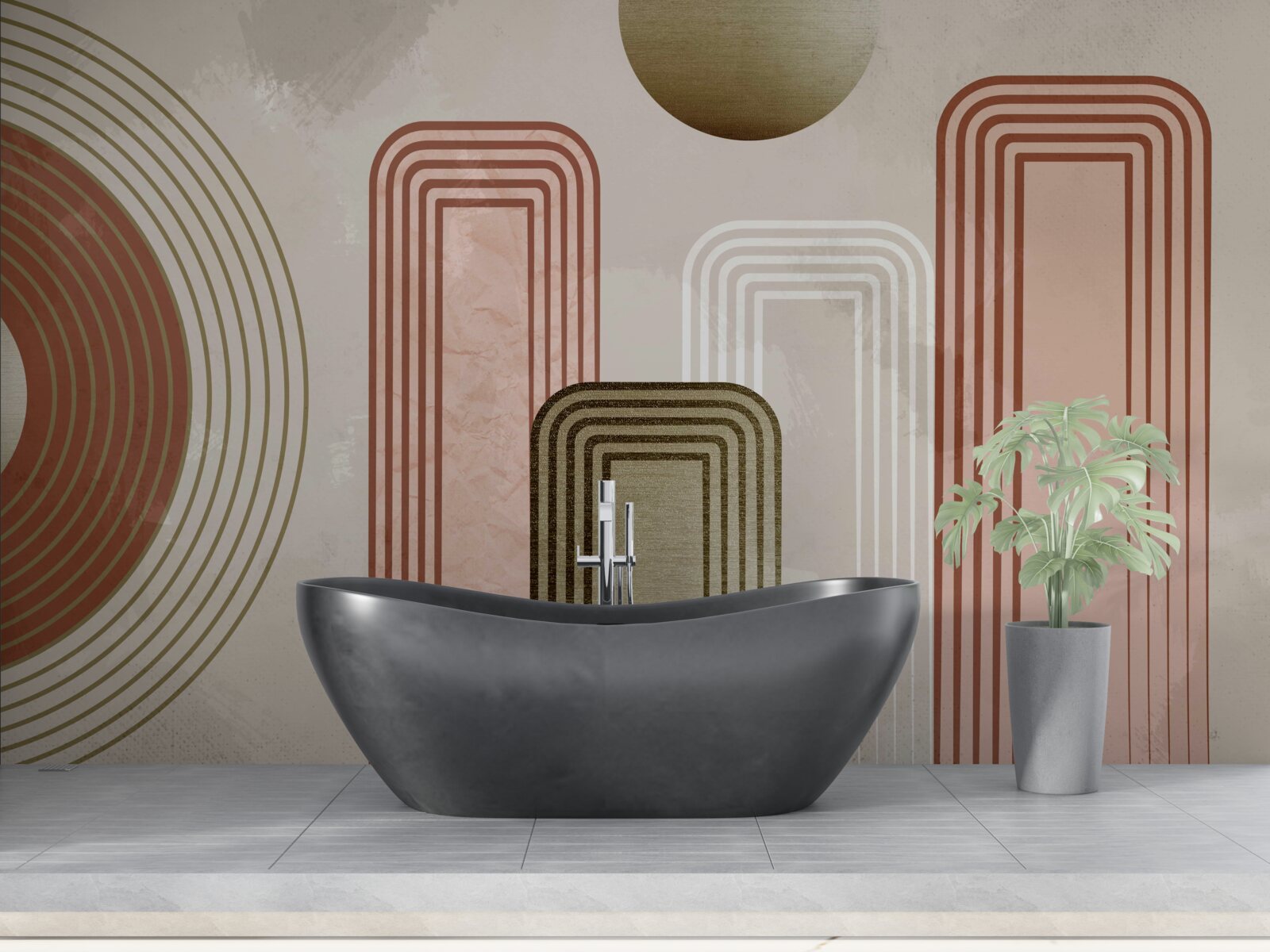 Fototapeta linie są prostokątne, pomalowane w delikatnych pastelowych odcieniach