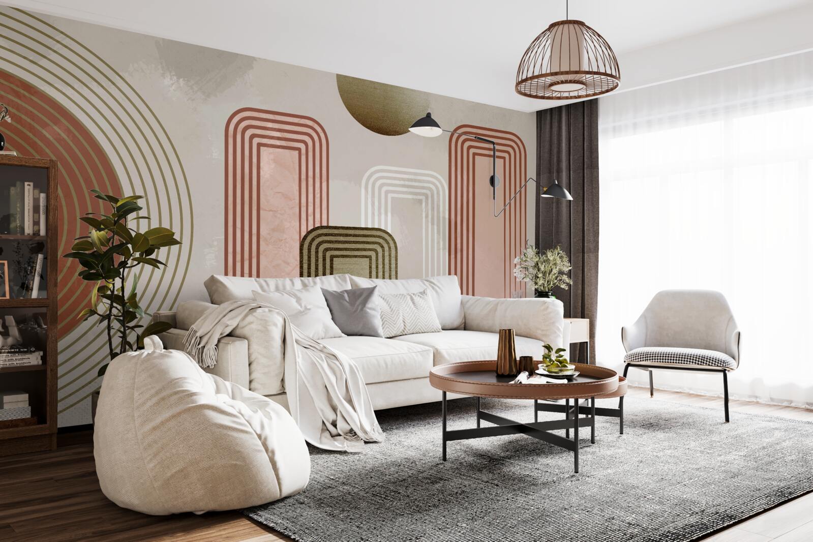 Fototapeta linie są prostokątne, pomalowane w delikatnych pastelowych odcieniach