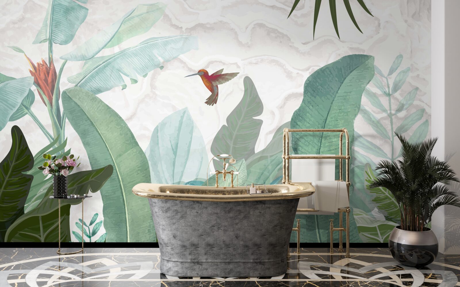 Fototapeta koliber w pogoni za słodkim nektarem