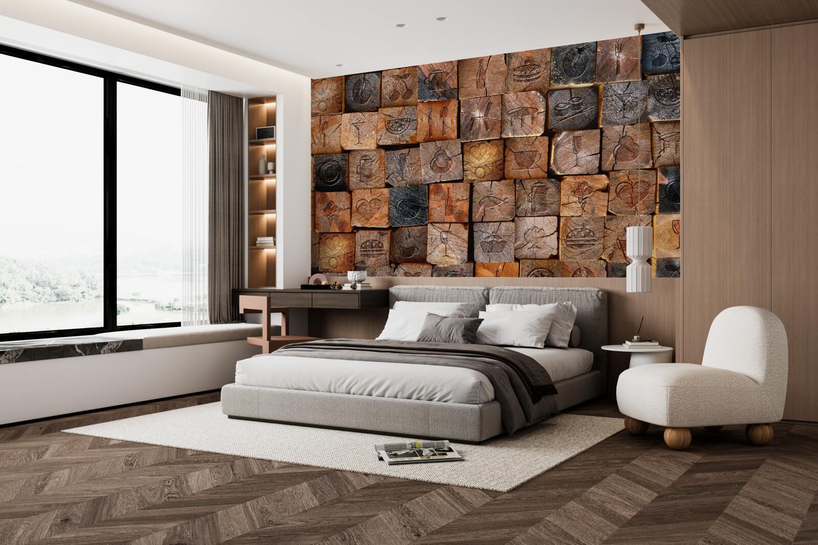 Fototapeta naturalna drewniana płyta chodnikowa