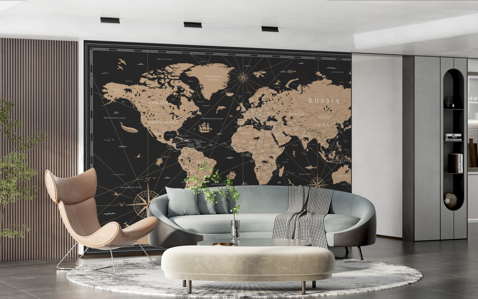 Fototapeta mapa świata na ciemnym tle