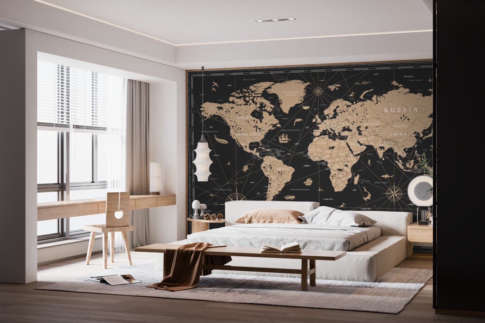 Fototapeta mapa świata na ciemnym tle