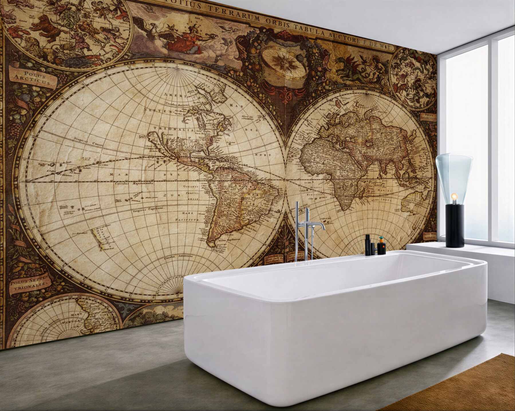 Fototapeta starożytna mapa geograficzna przedstawiona w postaci dwóch półkul