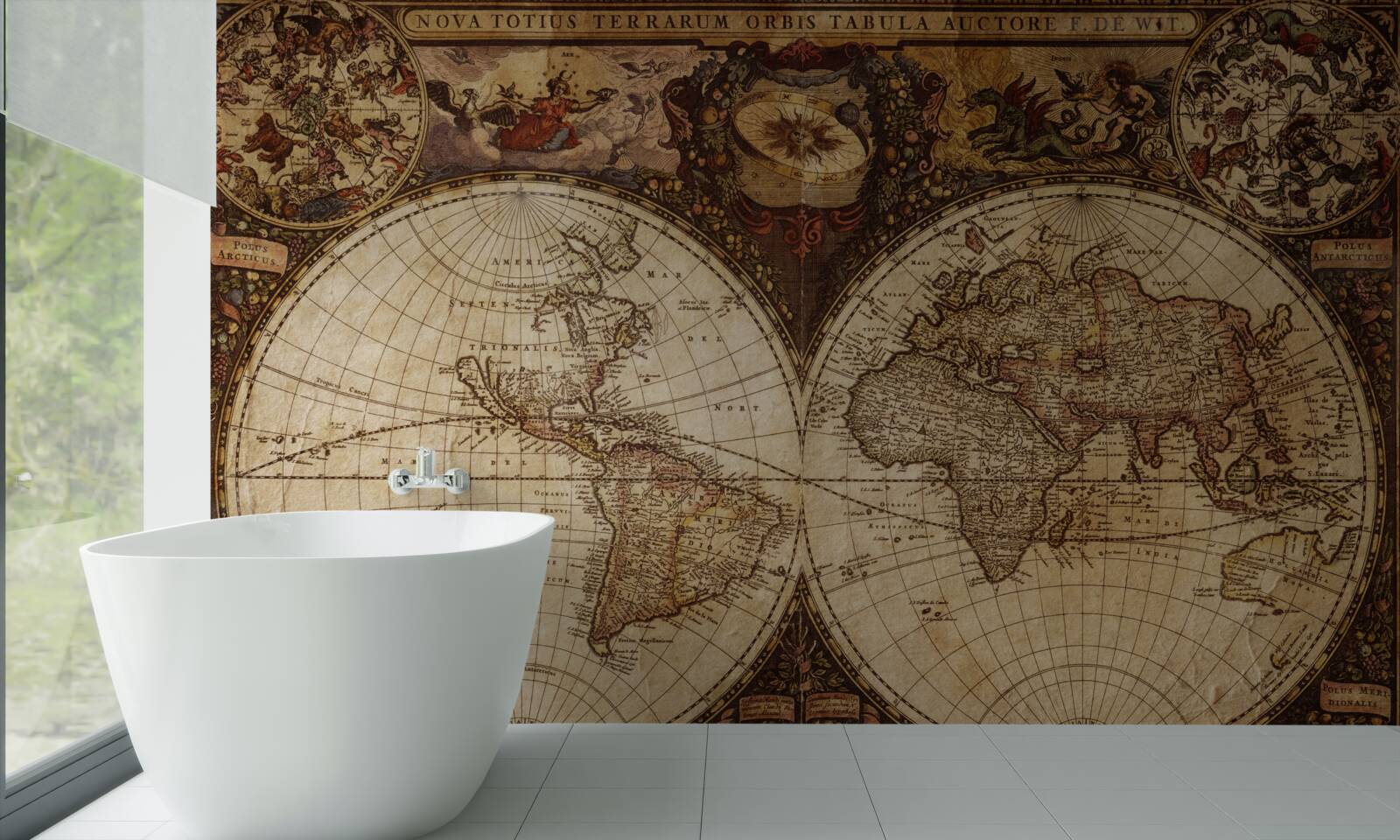 Fototapeta starożytna mapa geograficzna przedstawiona w postaci dwóch półkul