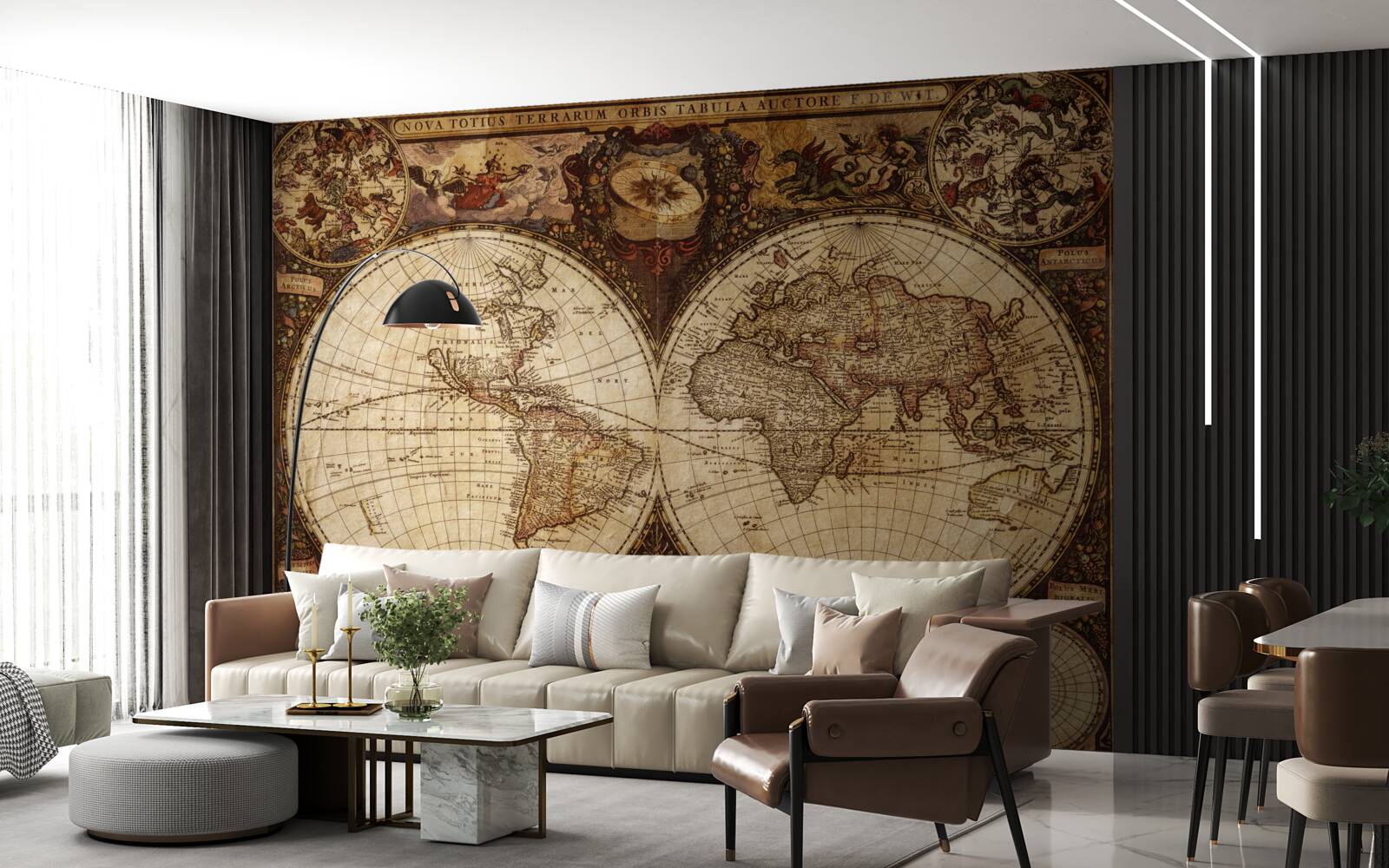 Fototapeta starożytna mapa geograficzna przedstawiona w postaci dwóch półkul