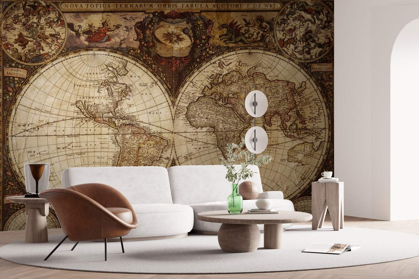 Fototapeta starożytna mapa geograficzna przedstawiona w postaci dwóch półkul