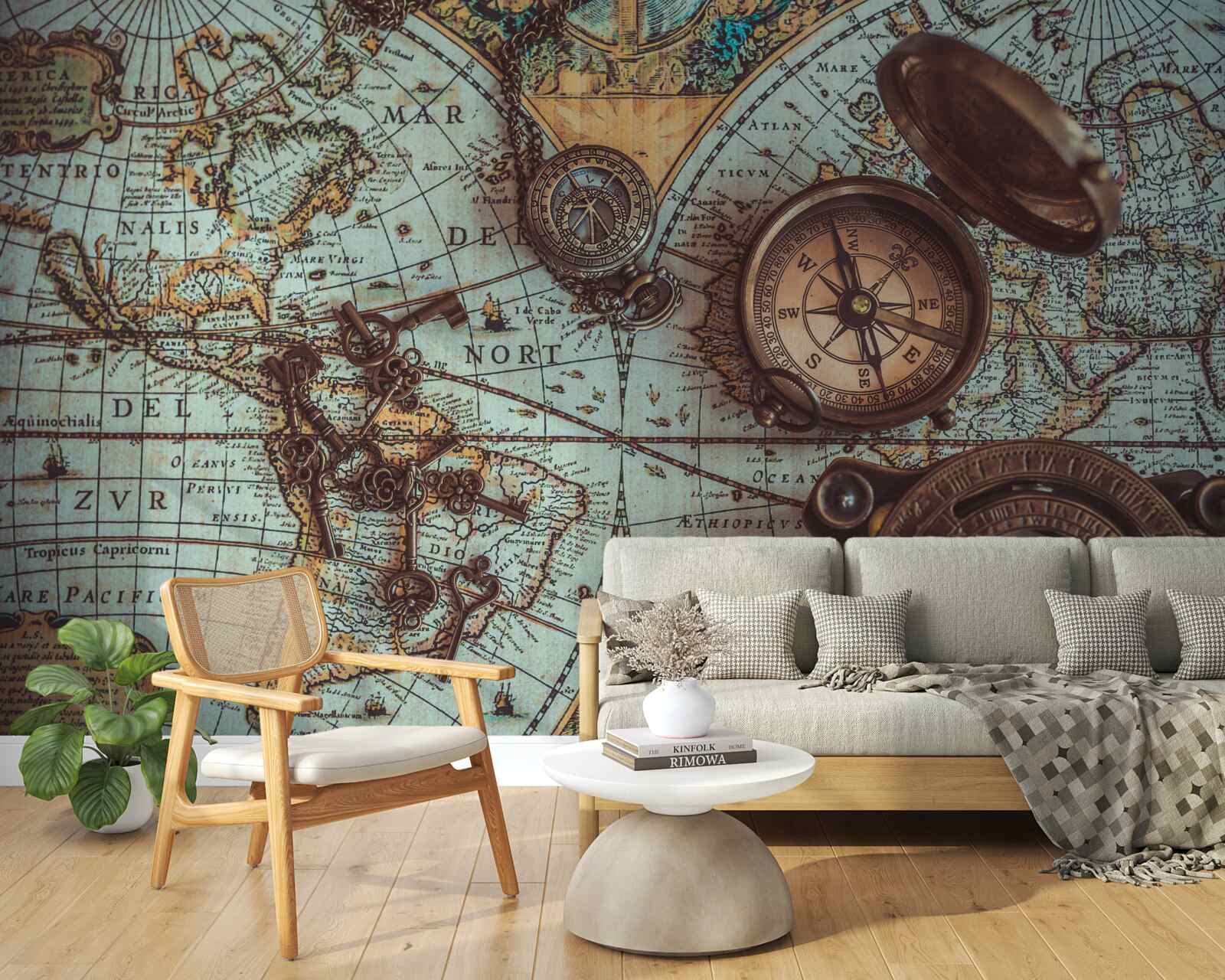 Fototapeta kompasy z przeszłości, znajdujące się na mapie