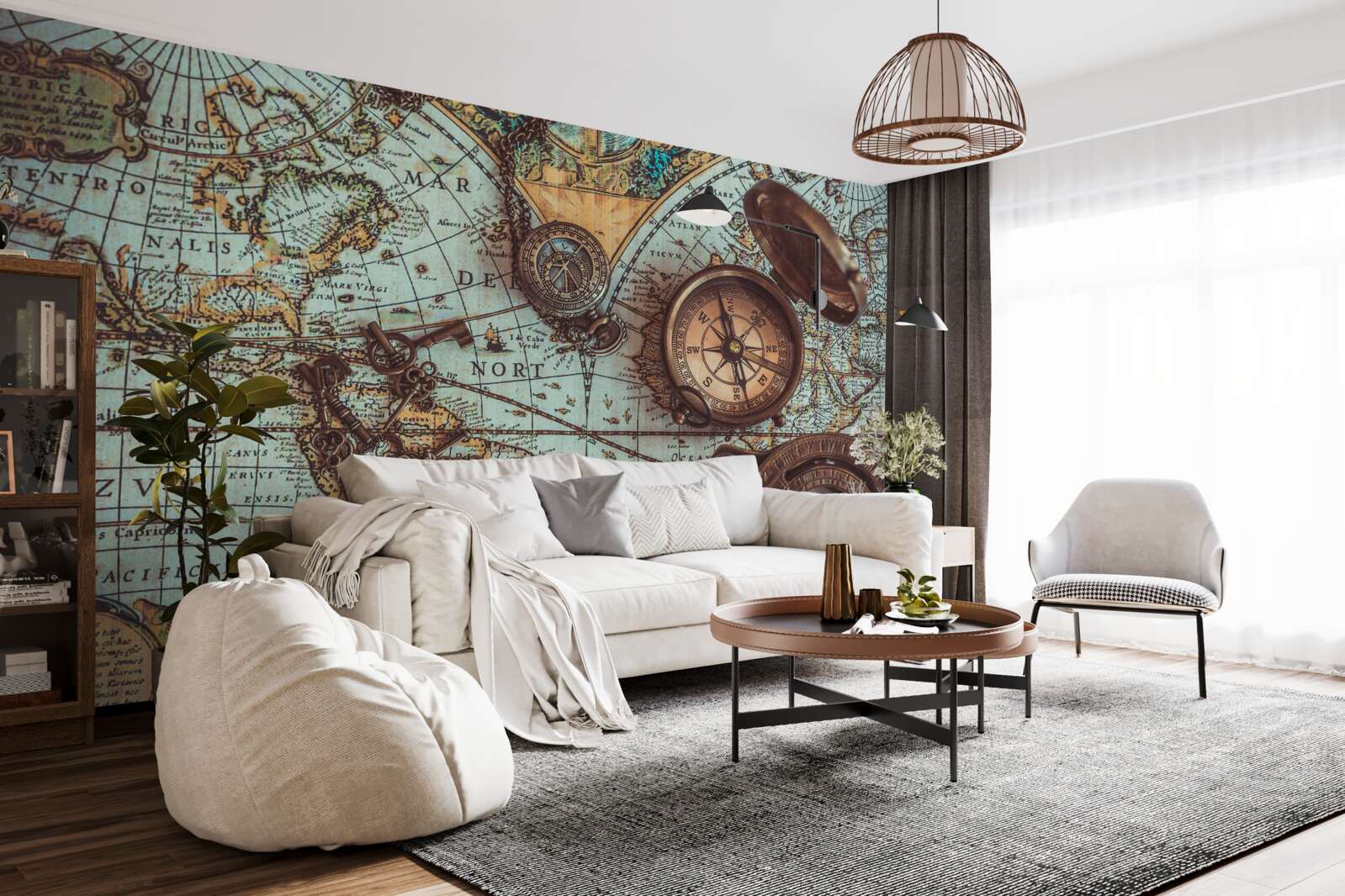 Fototapeta kompasy z przeszłości, znajdujące się na mapie