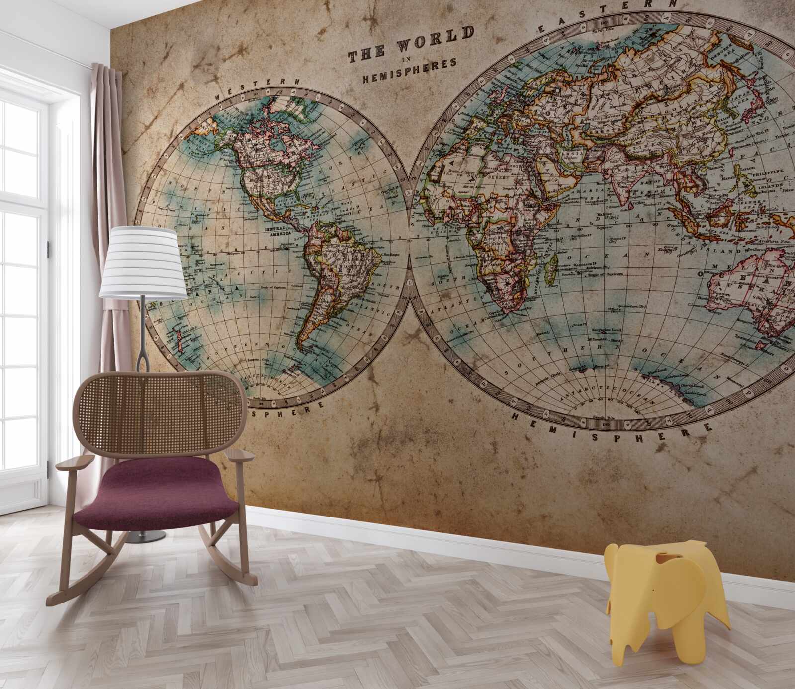 Fototapeta dwupółkulowy starożytny atlas geograficzny