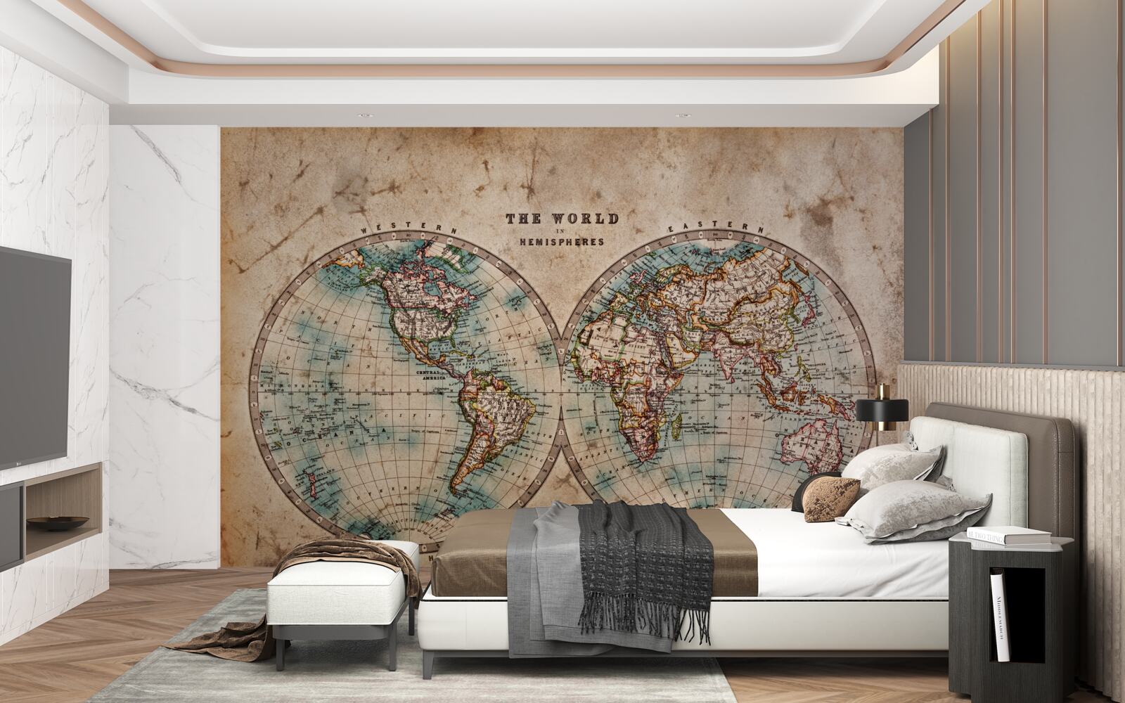 Fototapeta dwupółkulowy starożytny atlas geograficzny