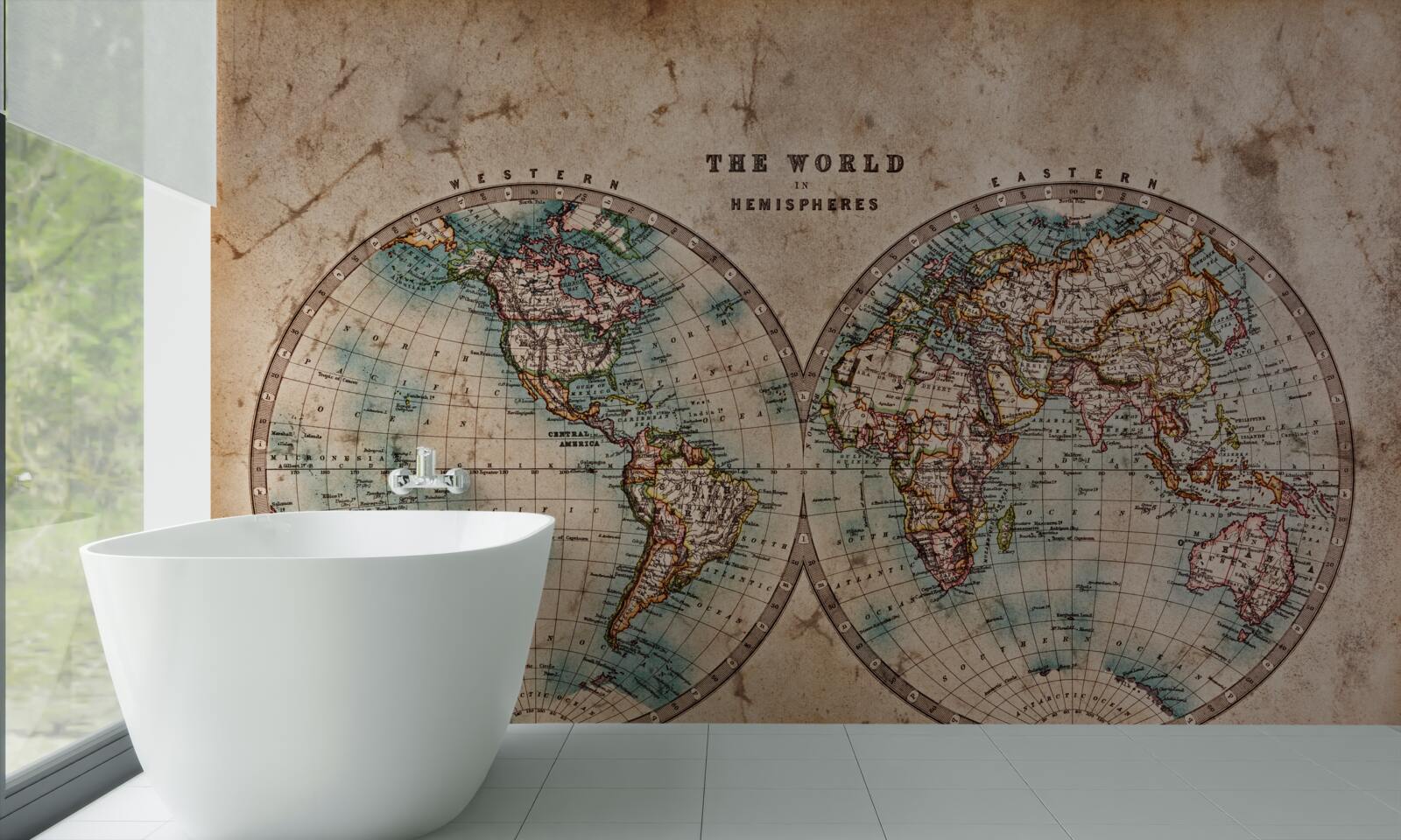 Fototapeta dwupółkulowy starożytny atlas geograficzny