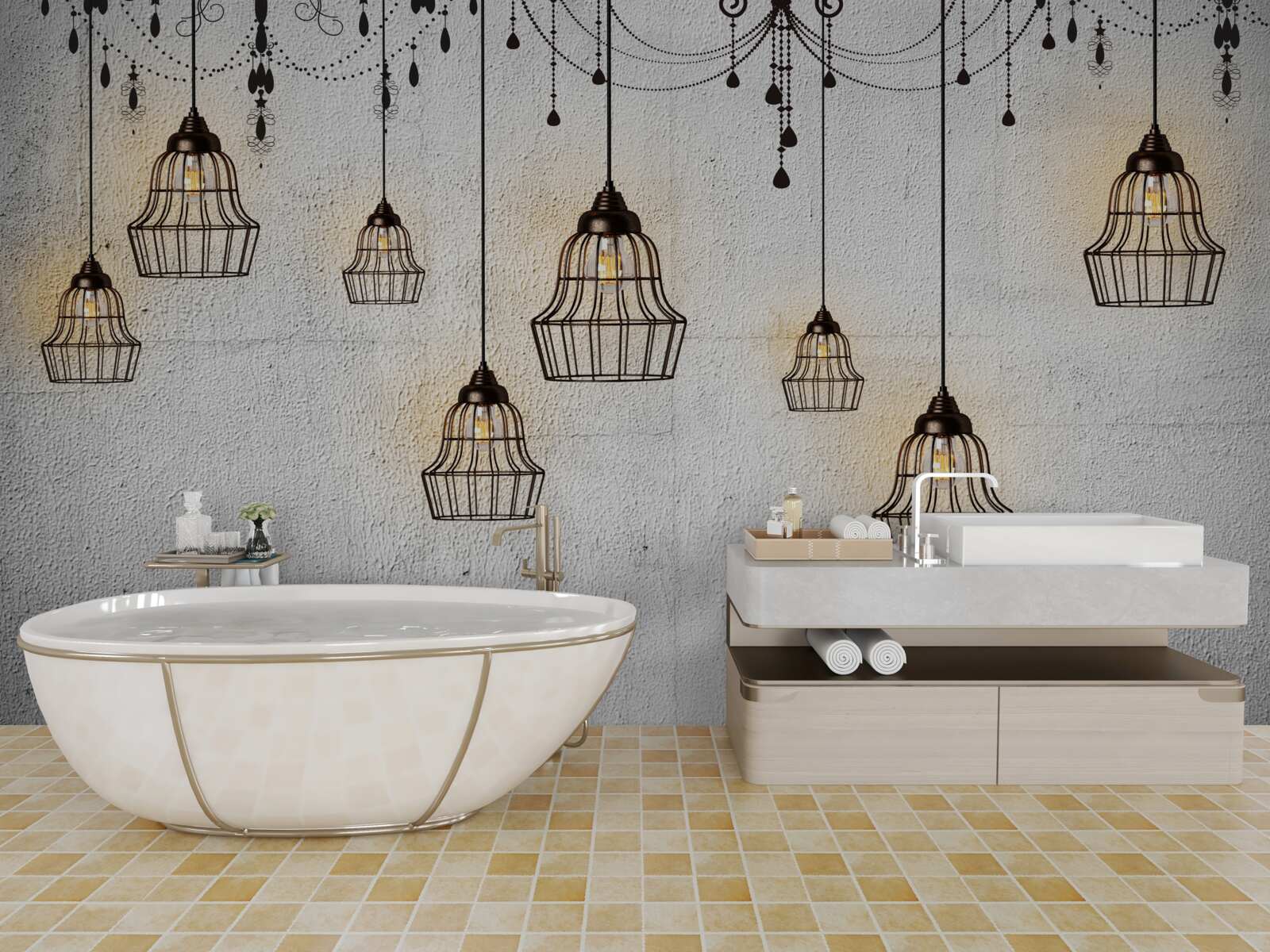 Fototapeta antyczne lampy na szarym tle