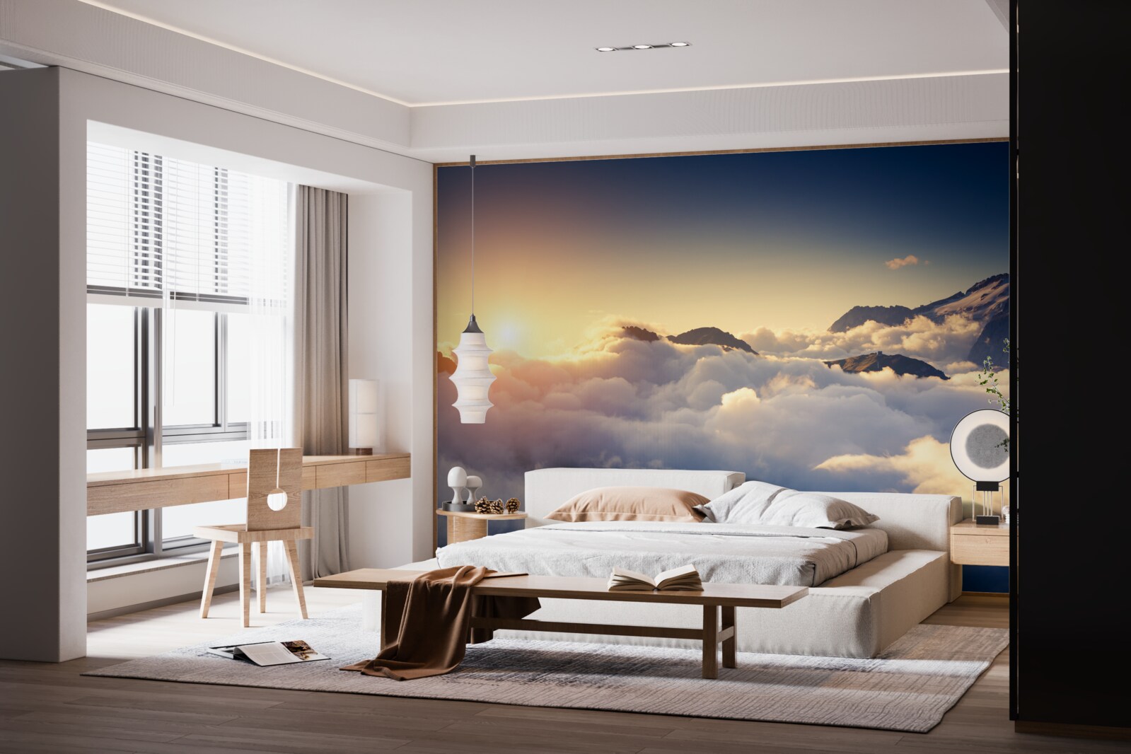 Fototapeta chmury na horyzoncie pochłaniają zachodzące słońce