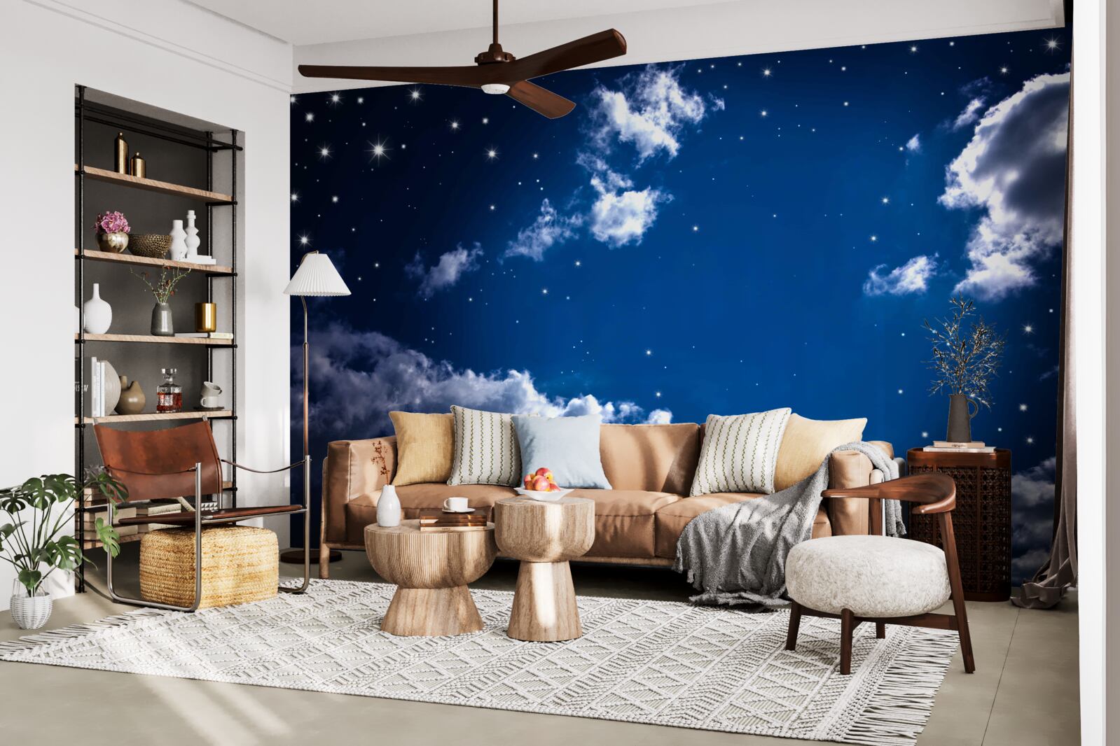 Fototapeta nocne niebo jaśnieje blaskiem chmur i gwiazd