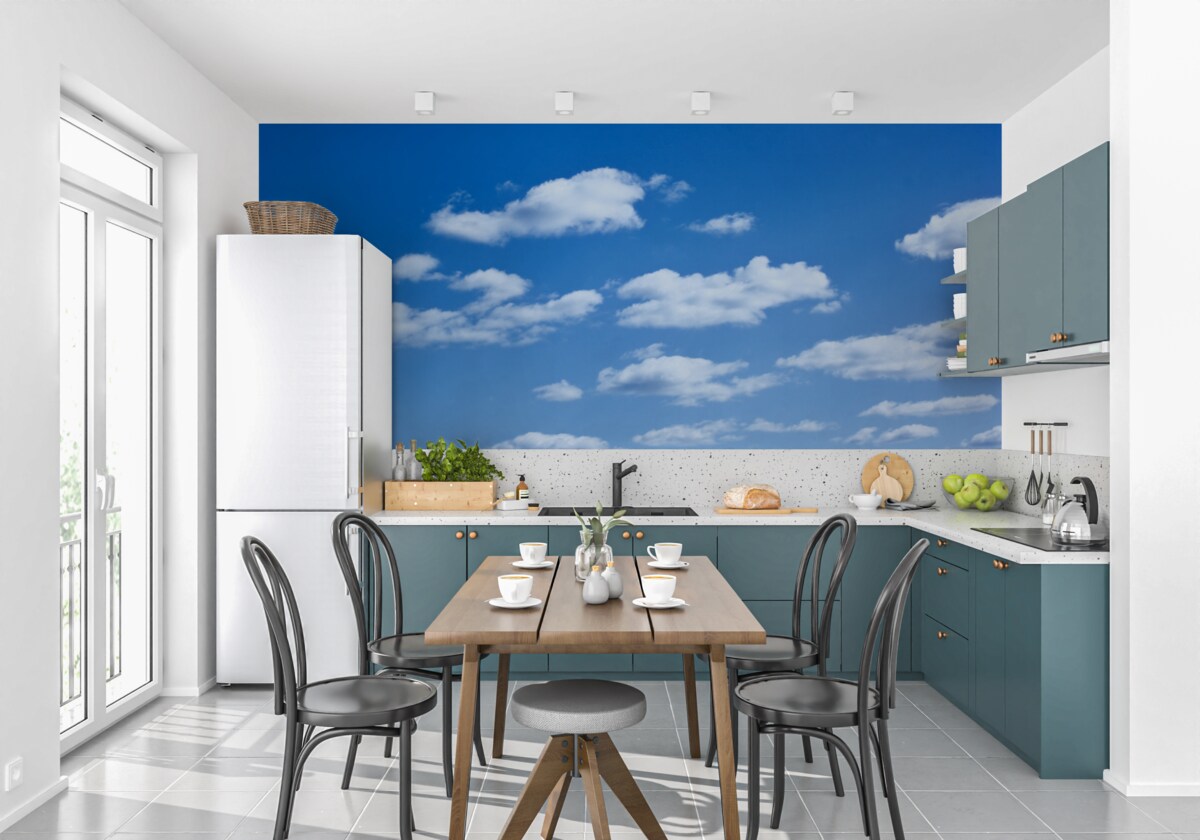 Fototapeta białe chmury unoszące się na błękitnym niebie