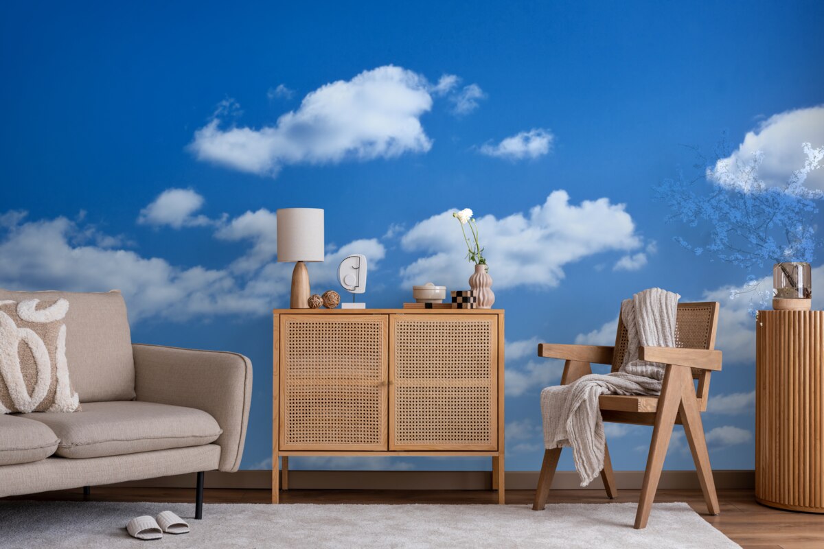 Fototapeta białe chmury unoszące się na błękitnym niebie