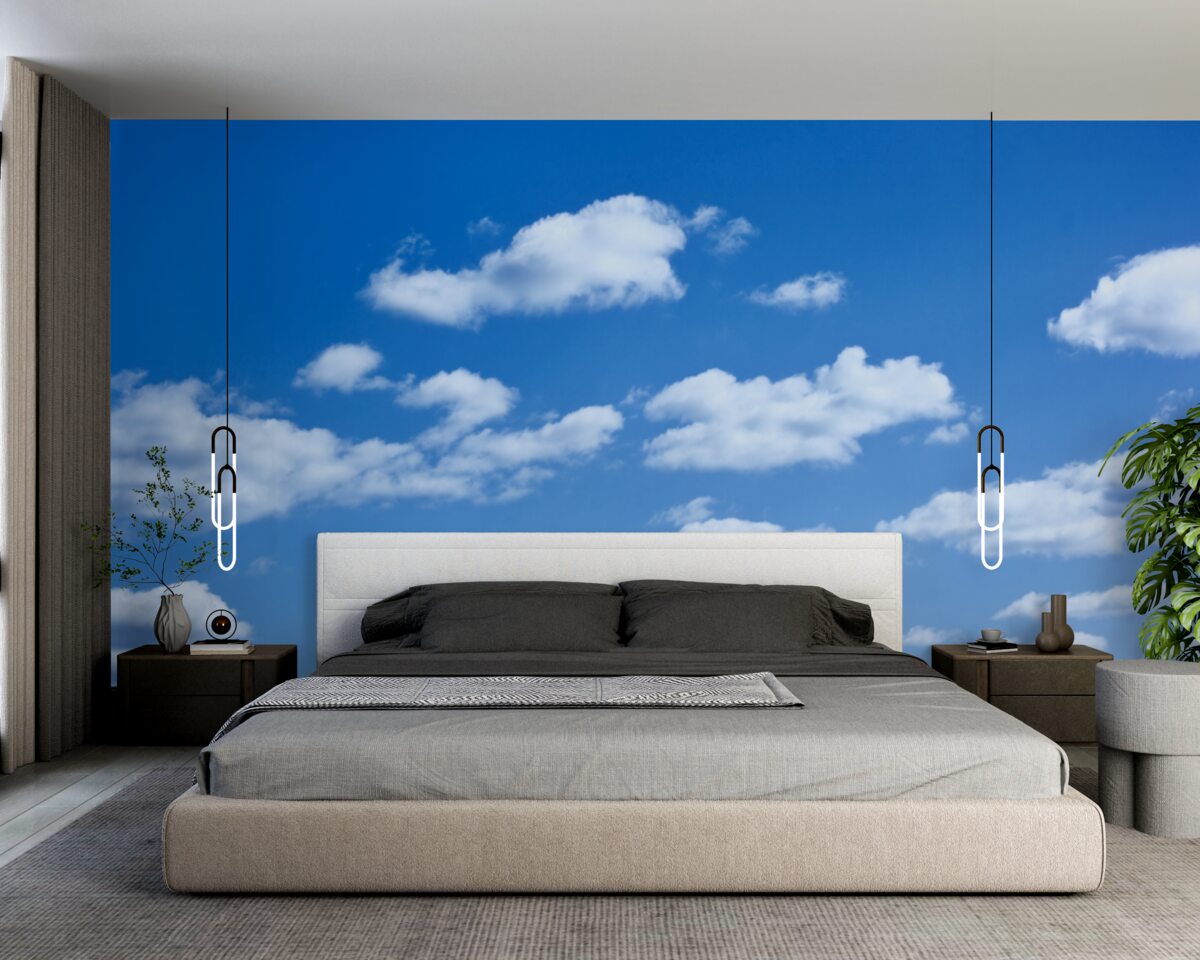 Fototapeta białe chmury unoszące się na błękitnym niebie