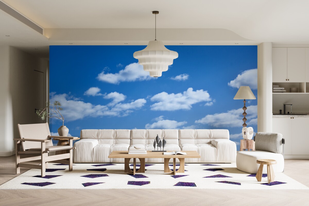 Fototapeta białe chmury unoszące się na błękitnym niebie