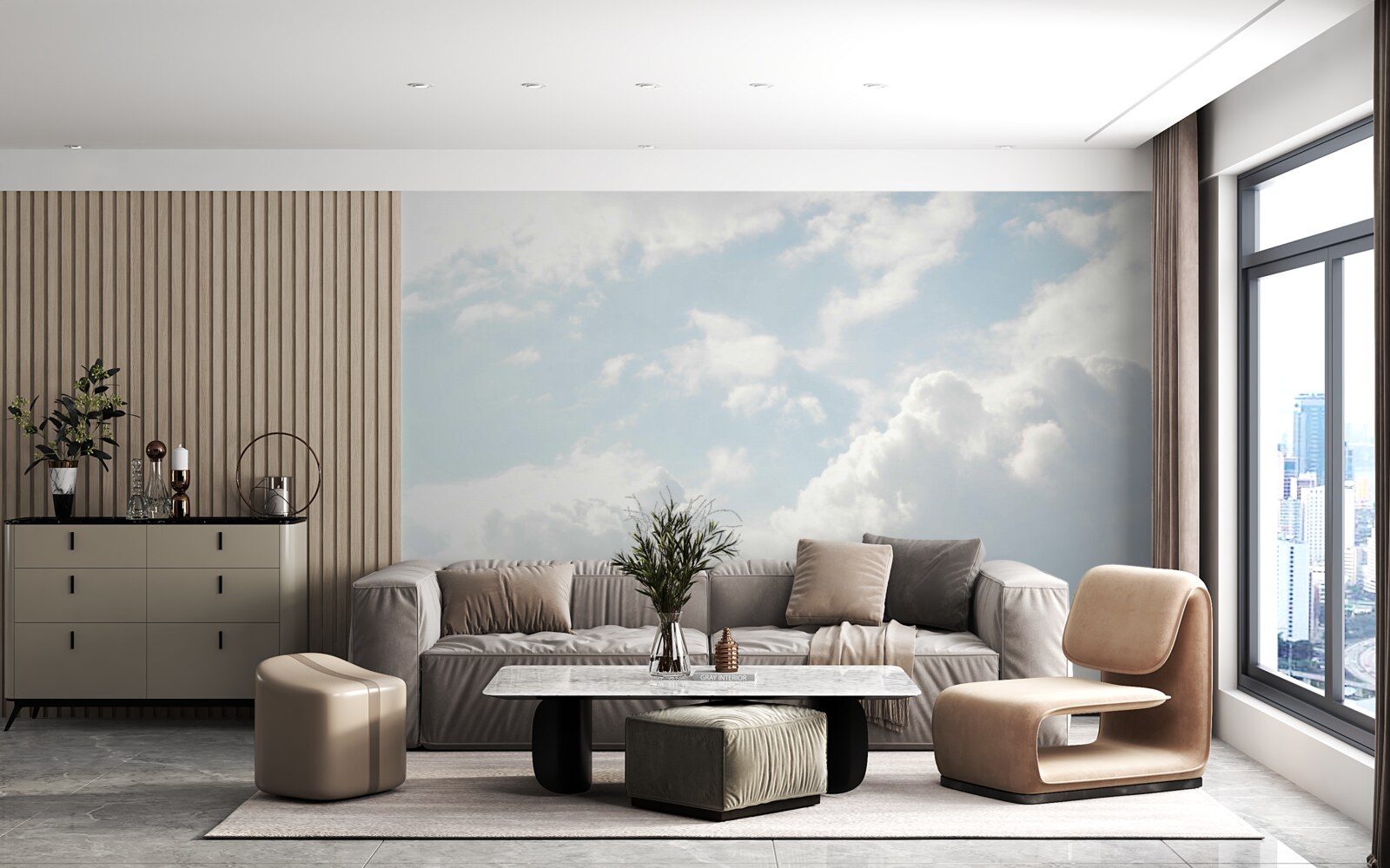 Fototapeta gęste mleczne chmury