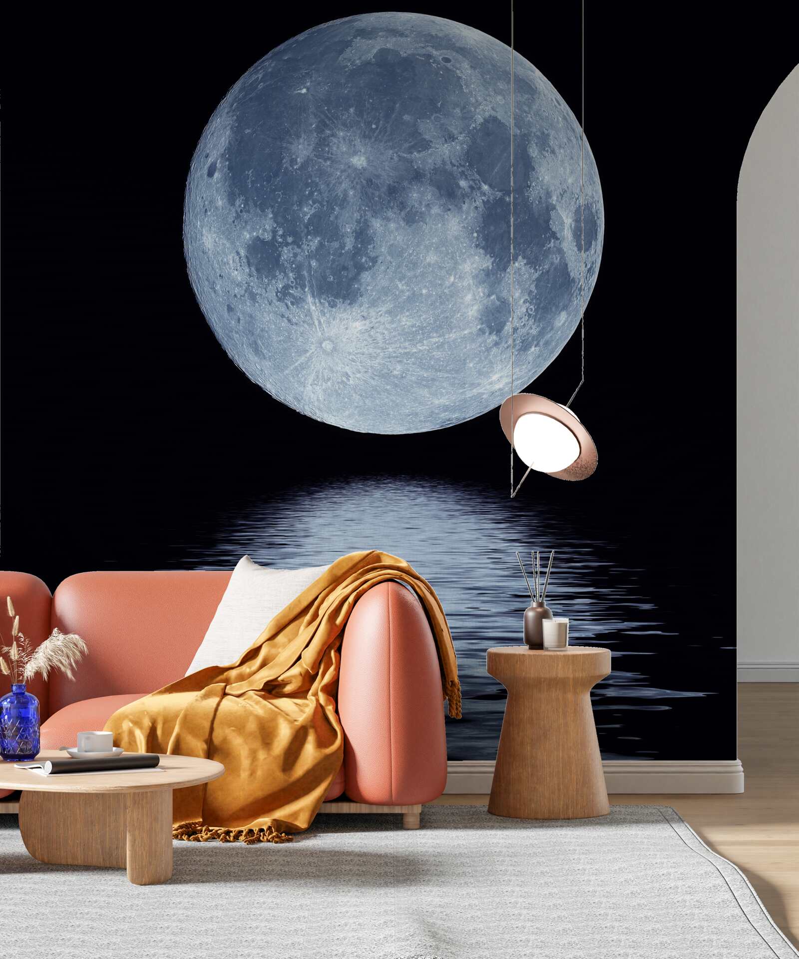 Fototapeta odbicie księżyca w pełni na powierzchni wody