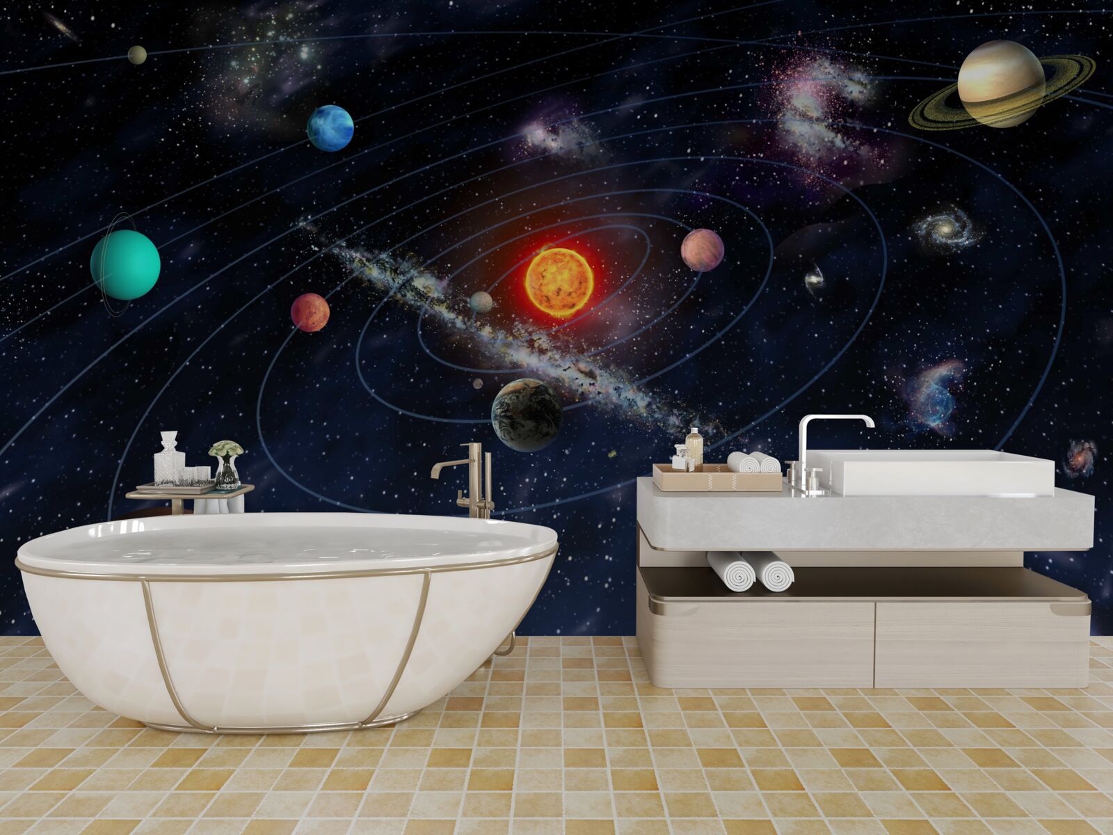 Fototapeta schemat planetarny w przestrzeni kosmicznej