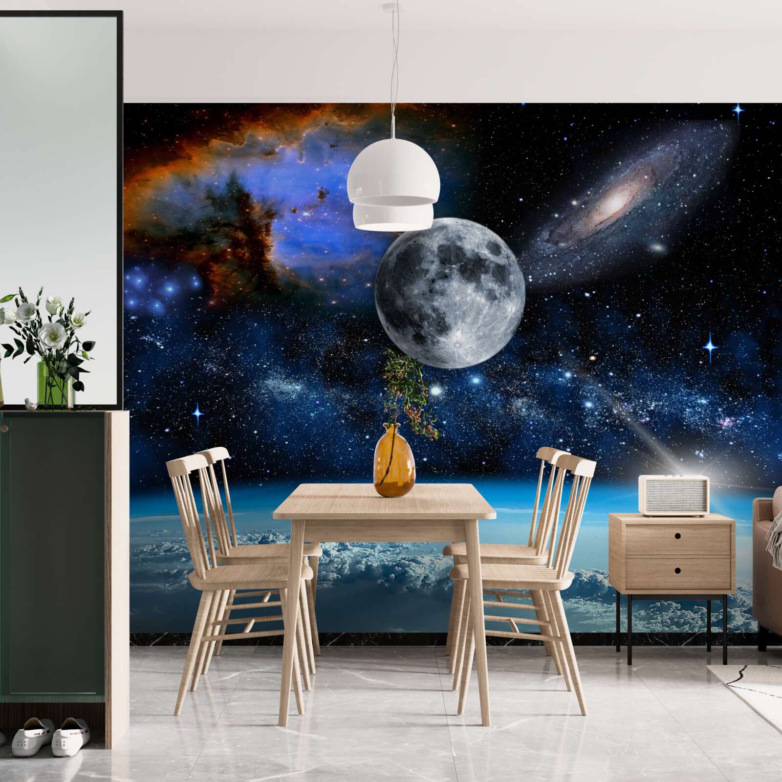 Fototapeta księżyc i wszechświat są ponad chmurami