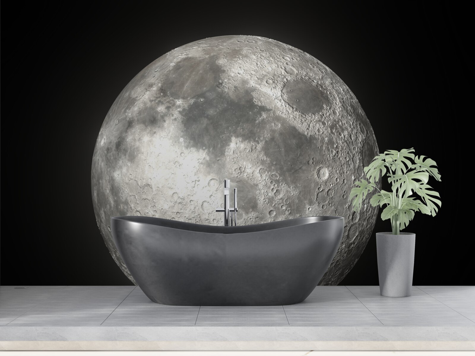 Fototapeta czarne tło ozdobione jest niezrównanym księżycem w pełni