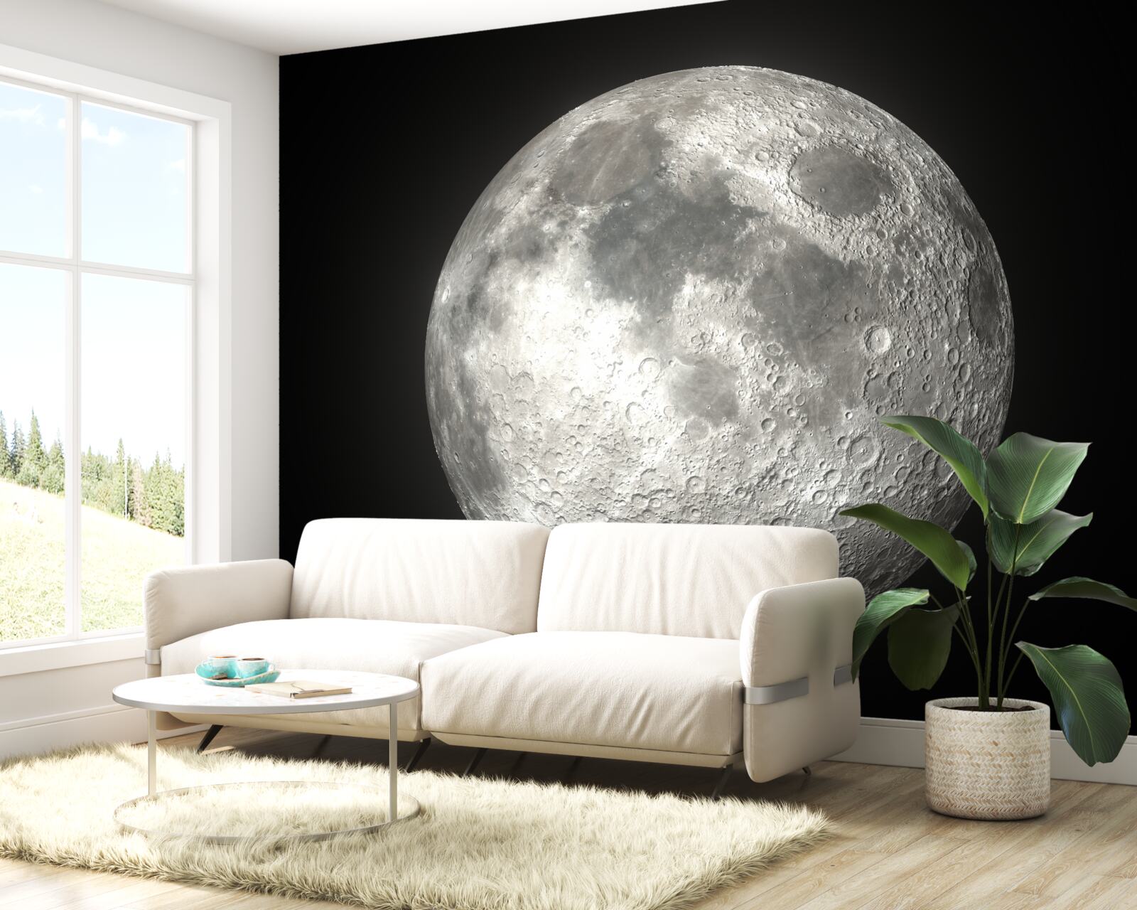 Fototapeta czarne tło ozdobione jest niezrównanym księżycem w pełni