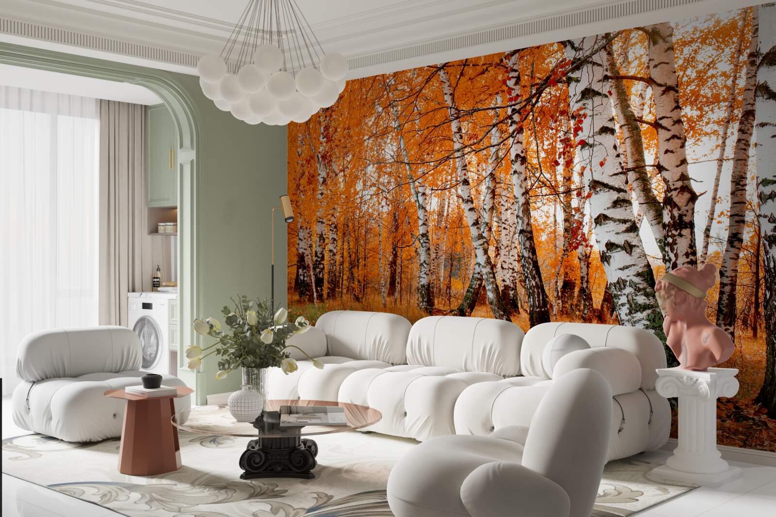 Fototapeta liście brzozy są pomarańczowe