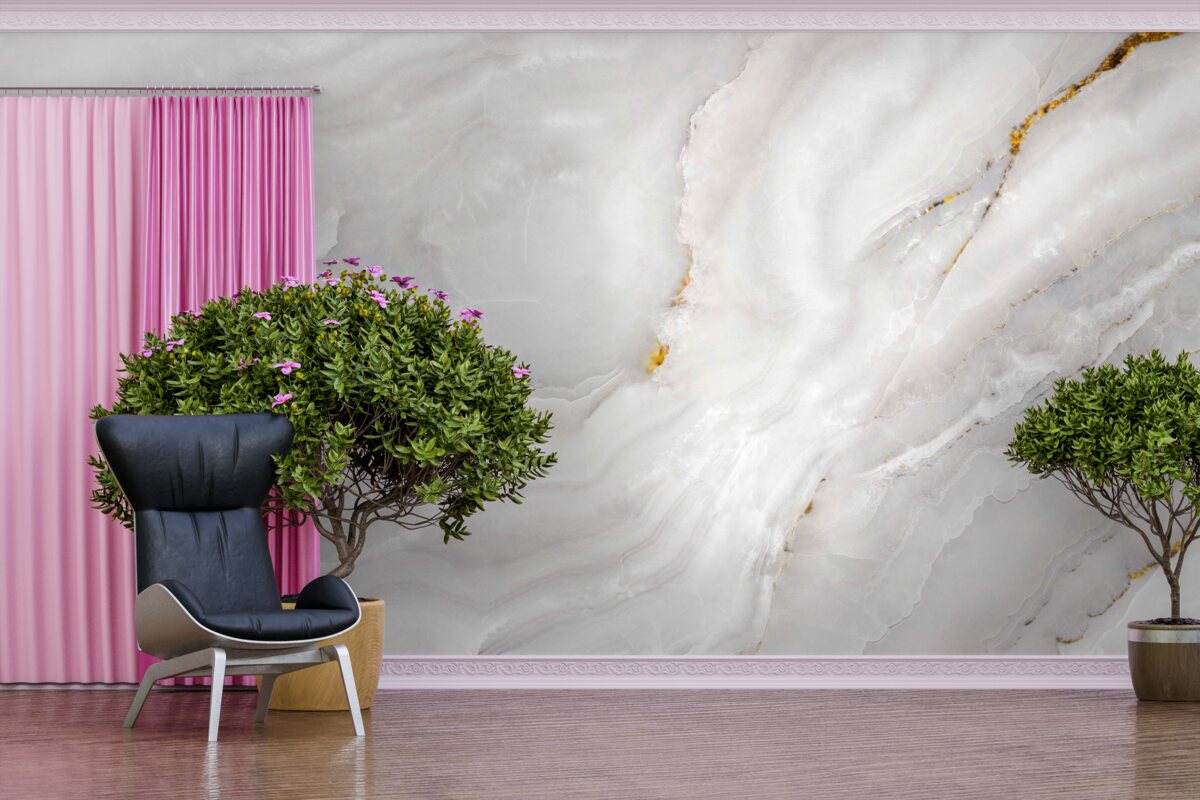 Fototapeta fale świetlne na śnieżnobiałym marmurze