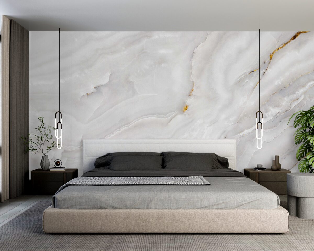 Fototapeta fale świetlne na śnieżnobiałym marmurze