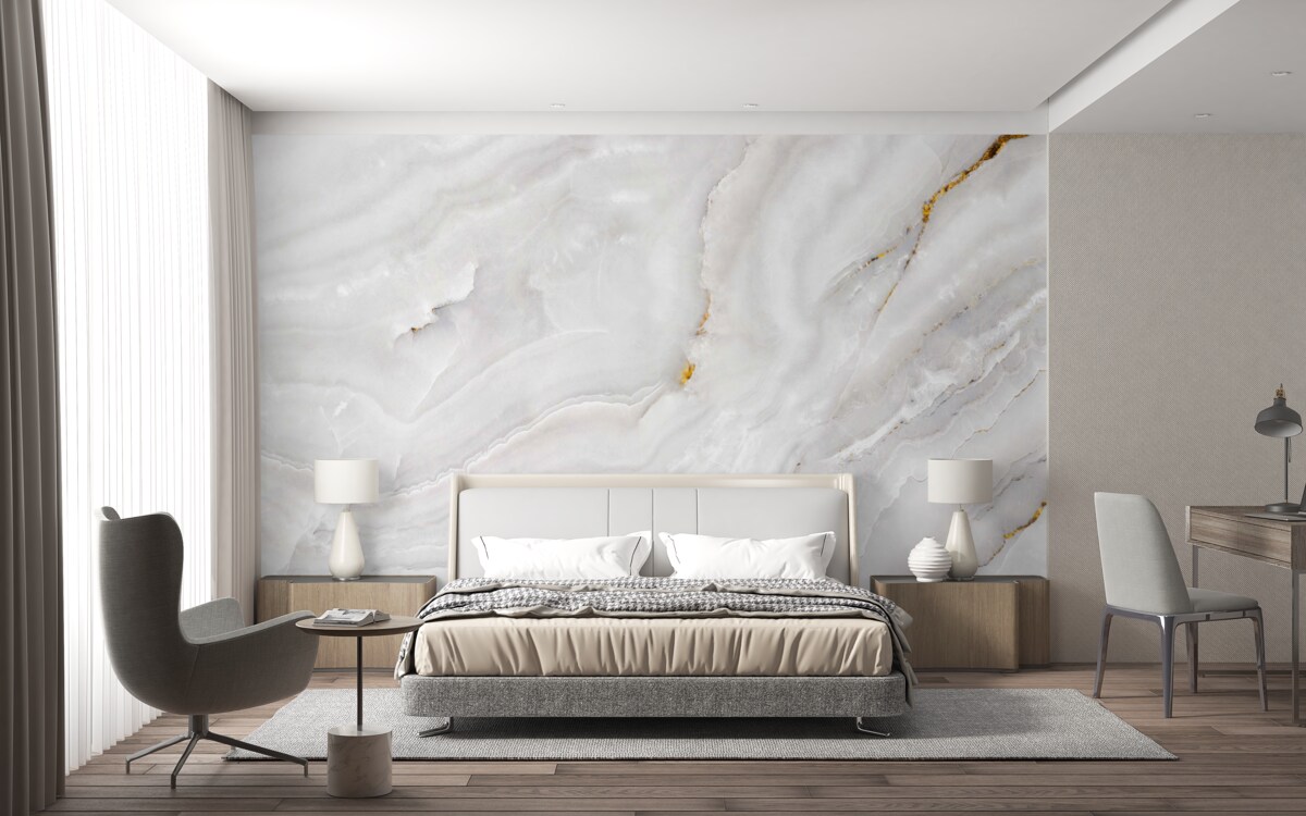 Fototapeta fale świetlne na śnieżnobiałym marmurze