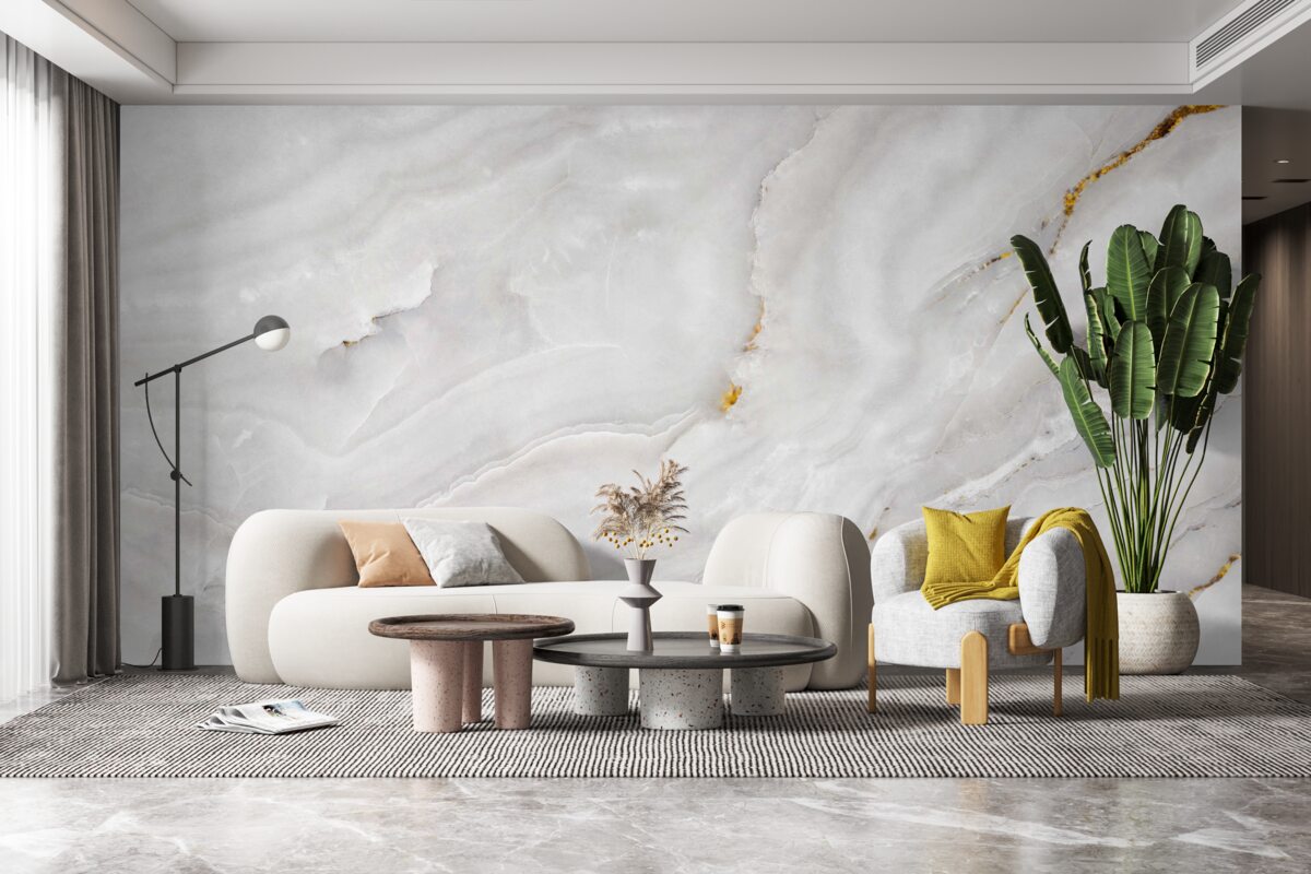 Fototapeta fale świetlne na śnieżnobiałym marmurze