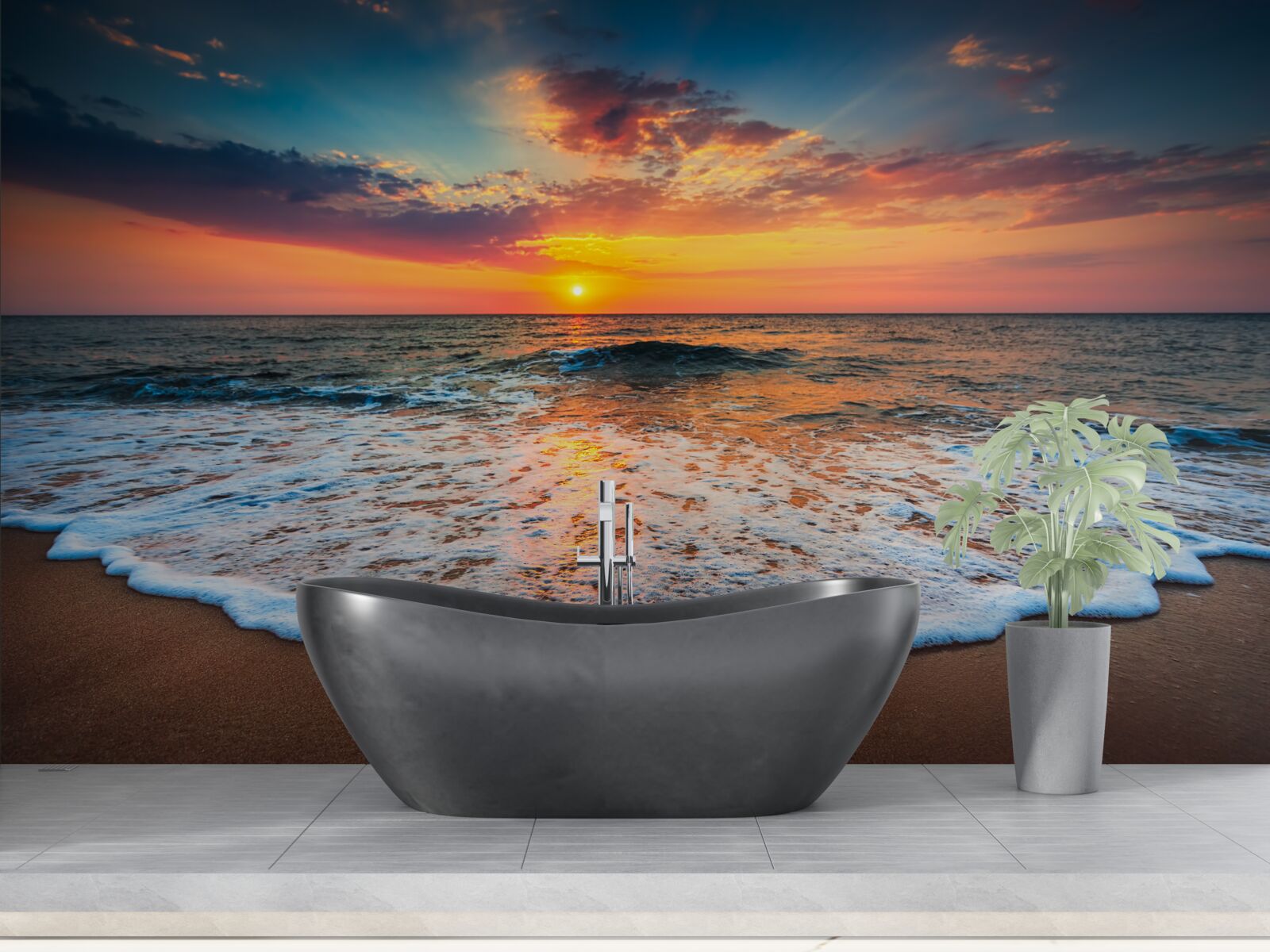 Fototapeta hipnotyzujące wejście słońca nad powierzchnię wody