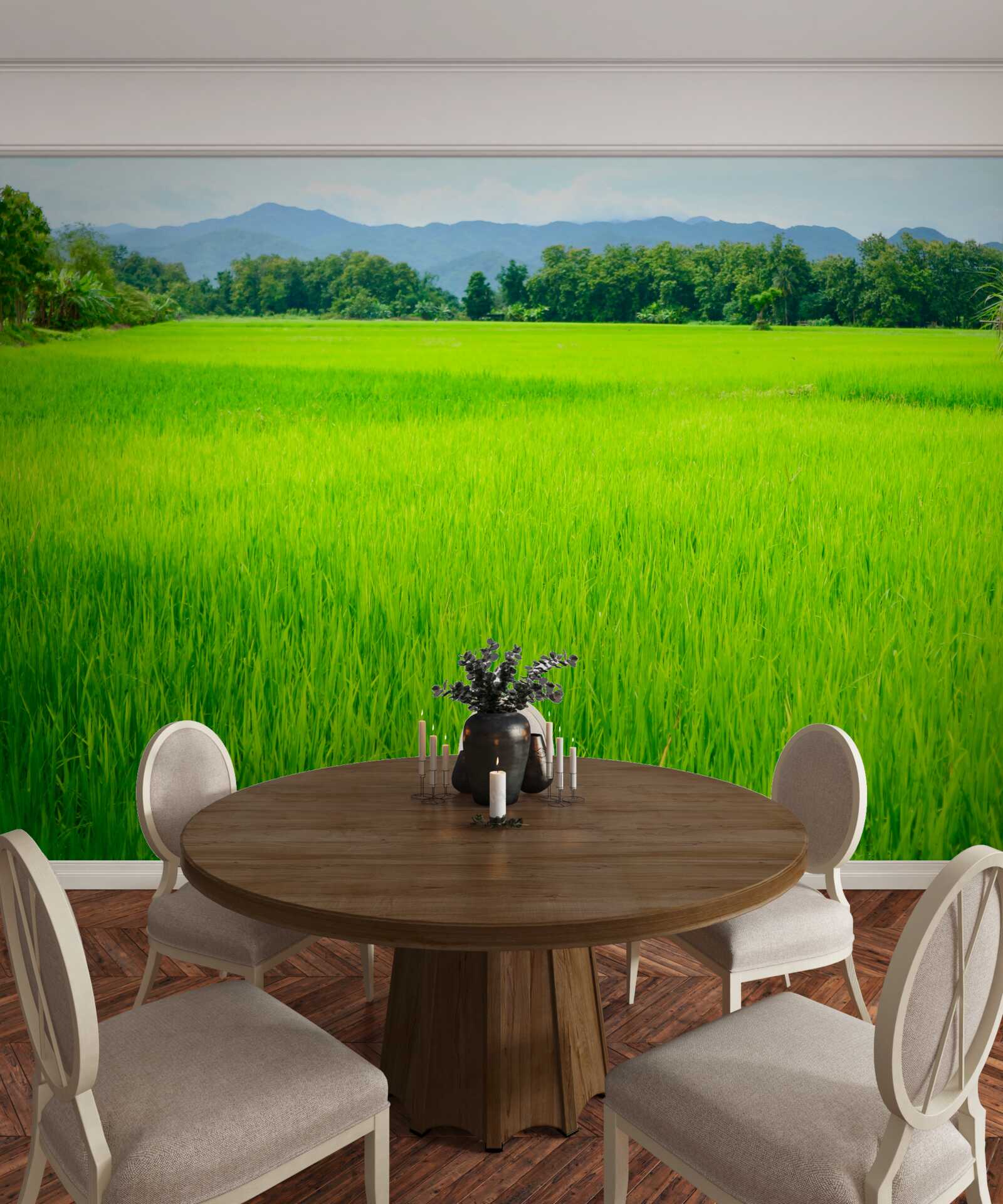 Fototapeta Łąka porośnięta zielenią w górach